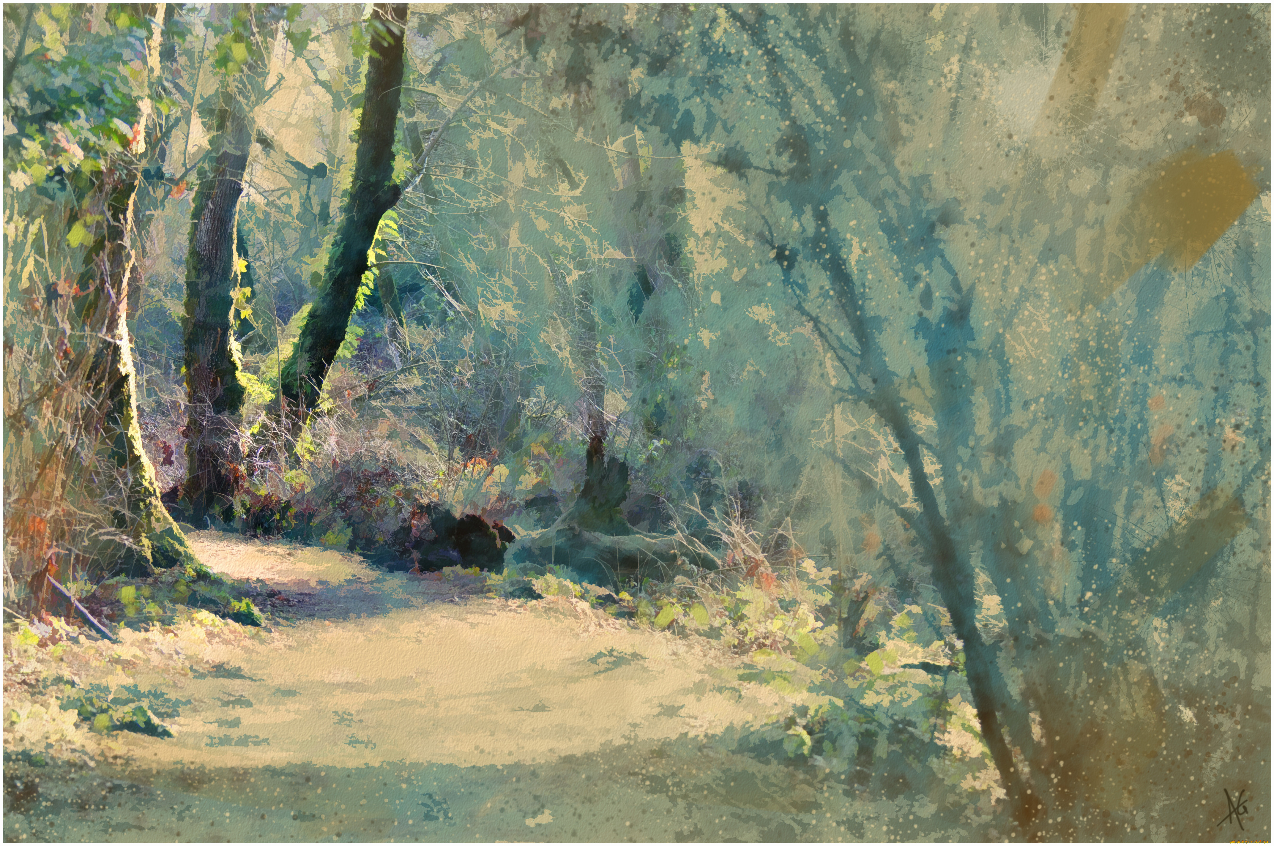 рисованные, -, другое, деревья, дорога