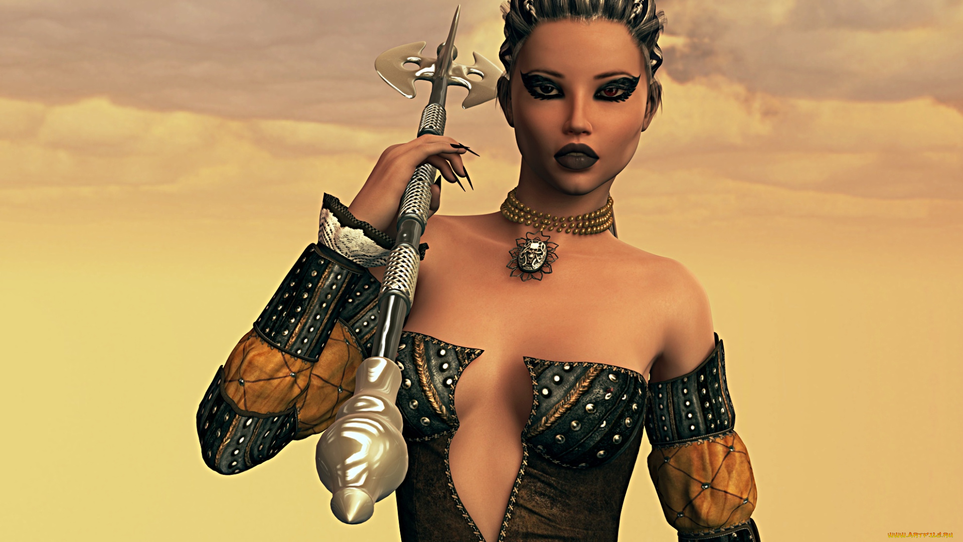 3д, графика, фантазия, , fantasy, девушка, взгляд, фон