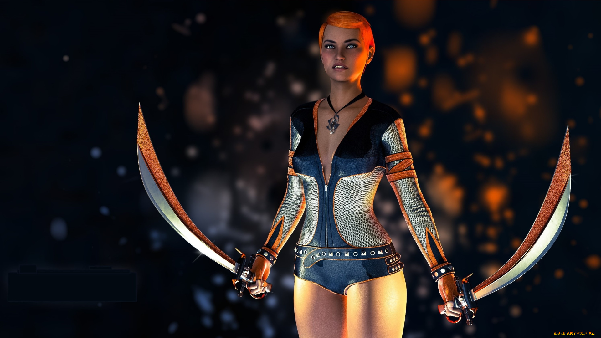 3д, графика, фантазия, , fantasy, девушка, взгляд, фон, оружие