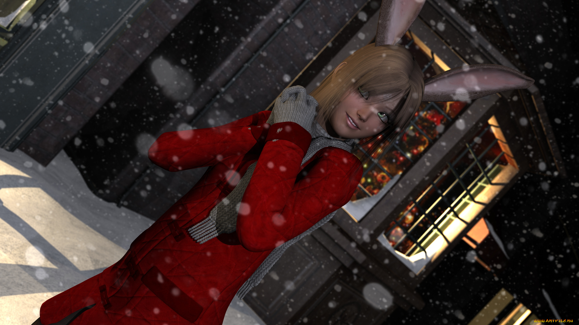 3д, графика, люди, , people, девушка, взгляд, фон, улыбка