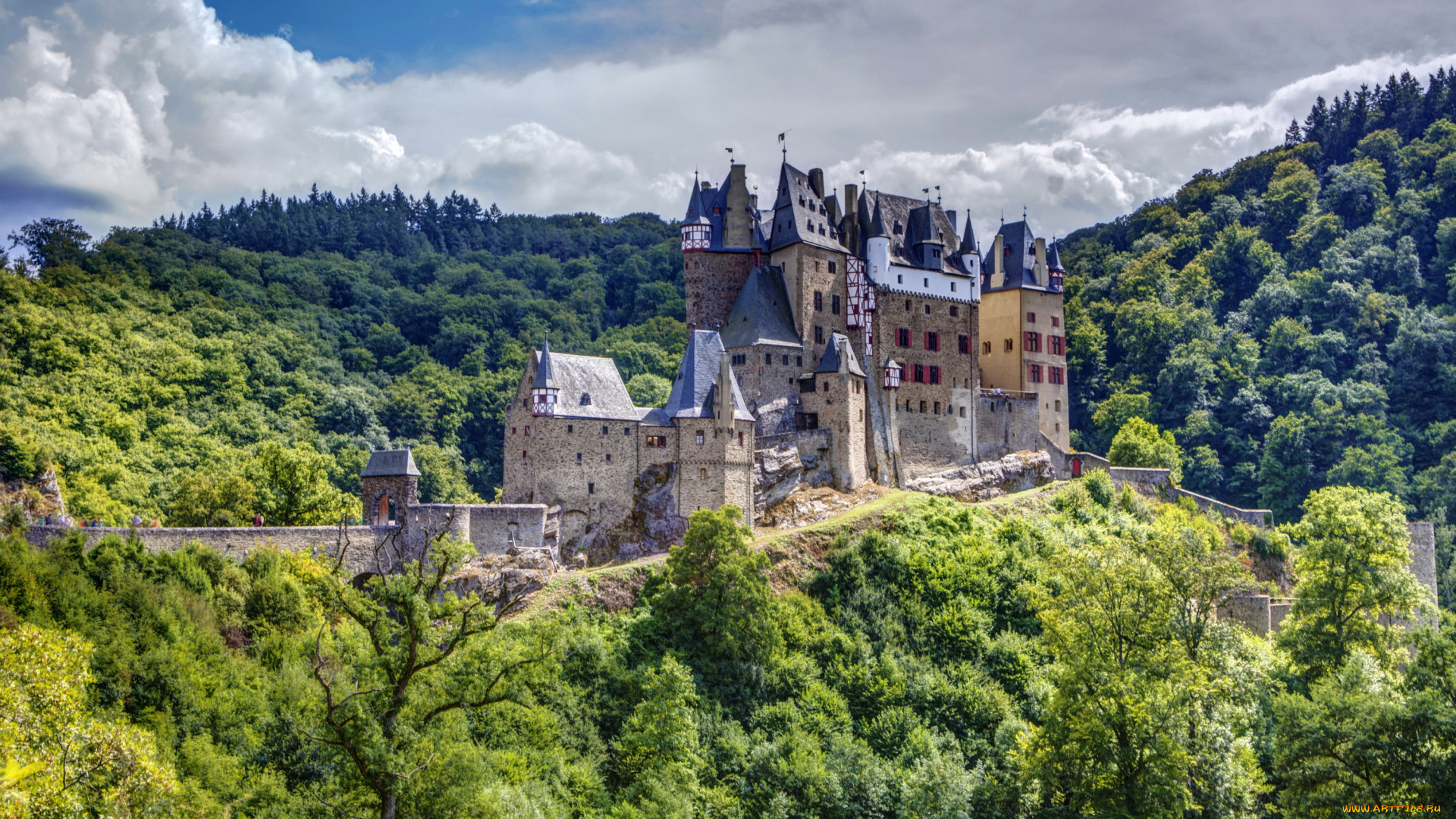 burg, eltz, германия, города, замки, германии, замок, германия, eltz, burg, деревья