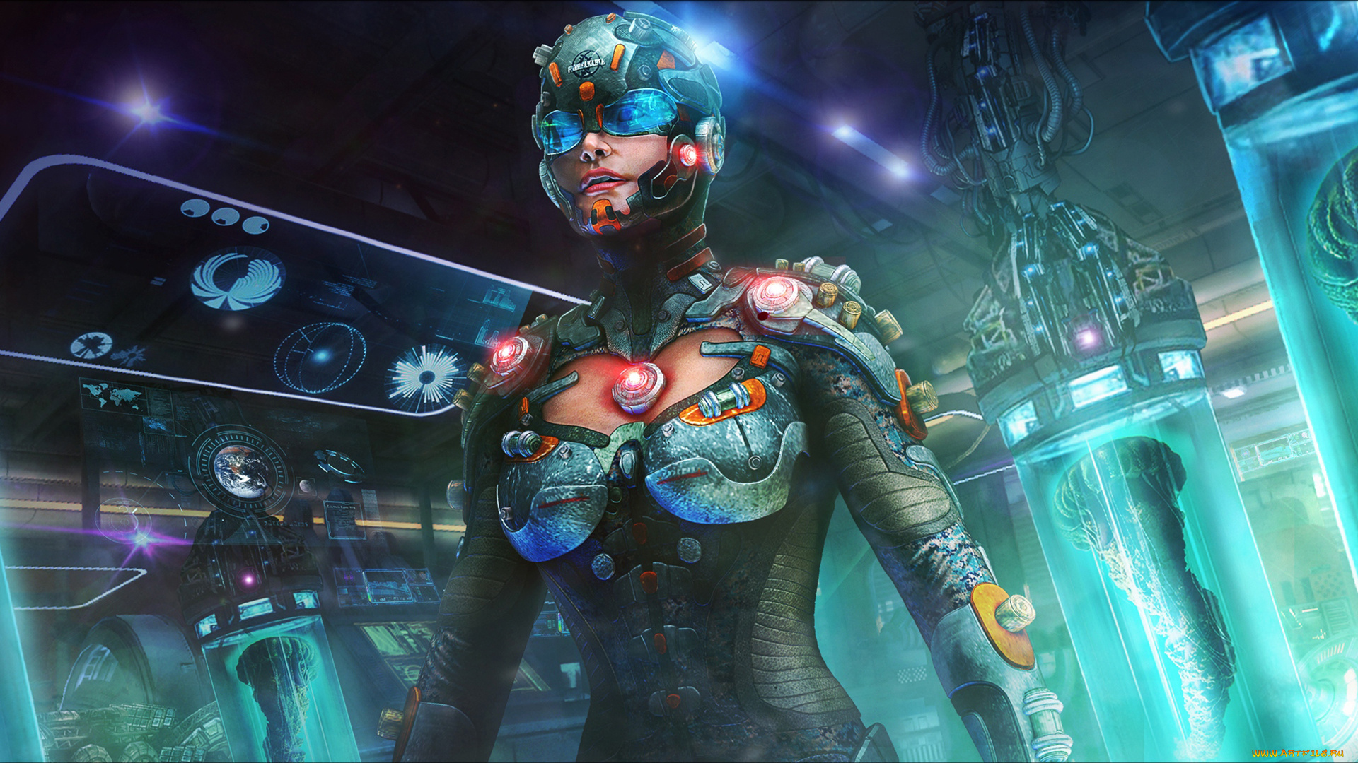 фэнтези, роботы, , киборги, , механизмы, мир, скафандр, иной, девушка, лаборатория, будущее