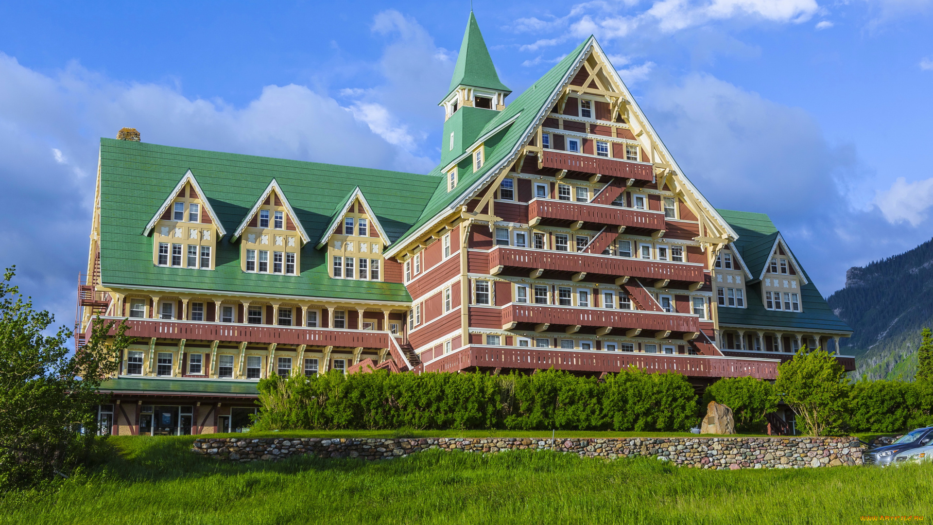 города, -, здания, , дома, зима, park, alberta, canada, отель, парк, prince, of, wales, waterton, hotel