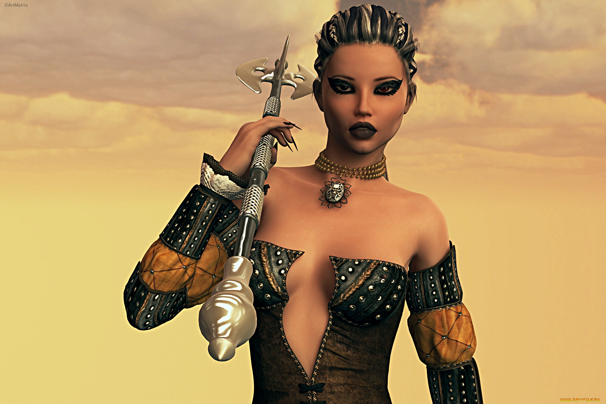 3д, графика, фантазия, , fantasy, девушка, взгляд, фон