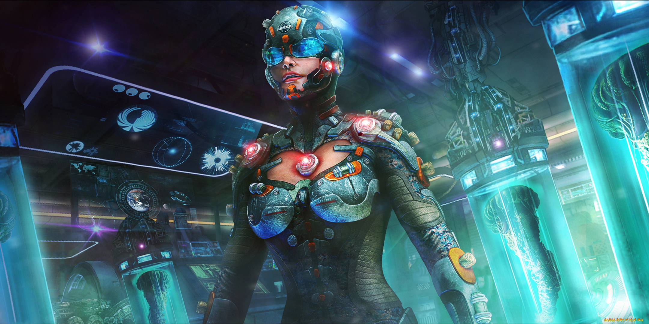 фэнтези, роботы, , киборги, , механизмы, мир, скафандр, иной, девушка, лаборатория, будущее