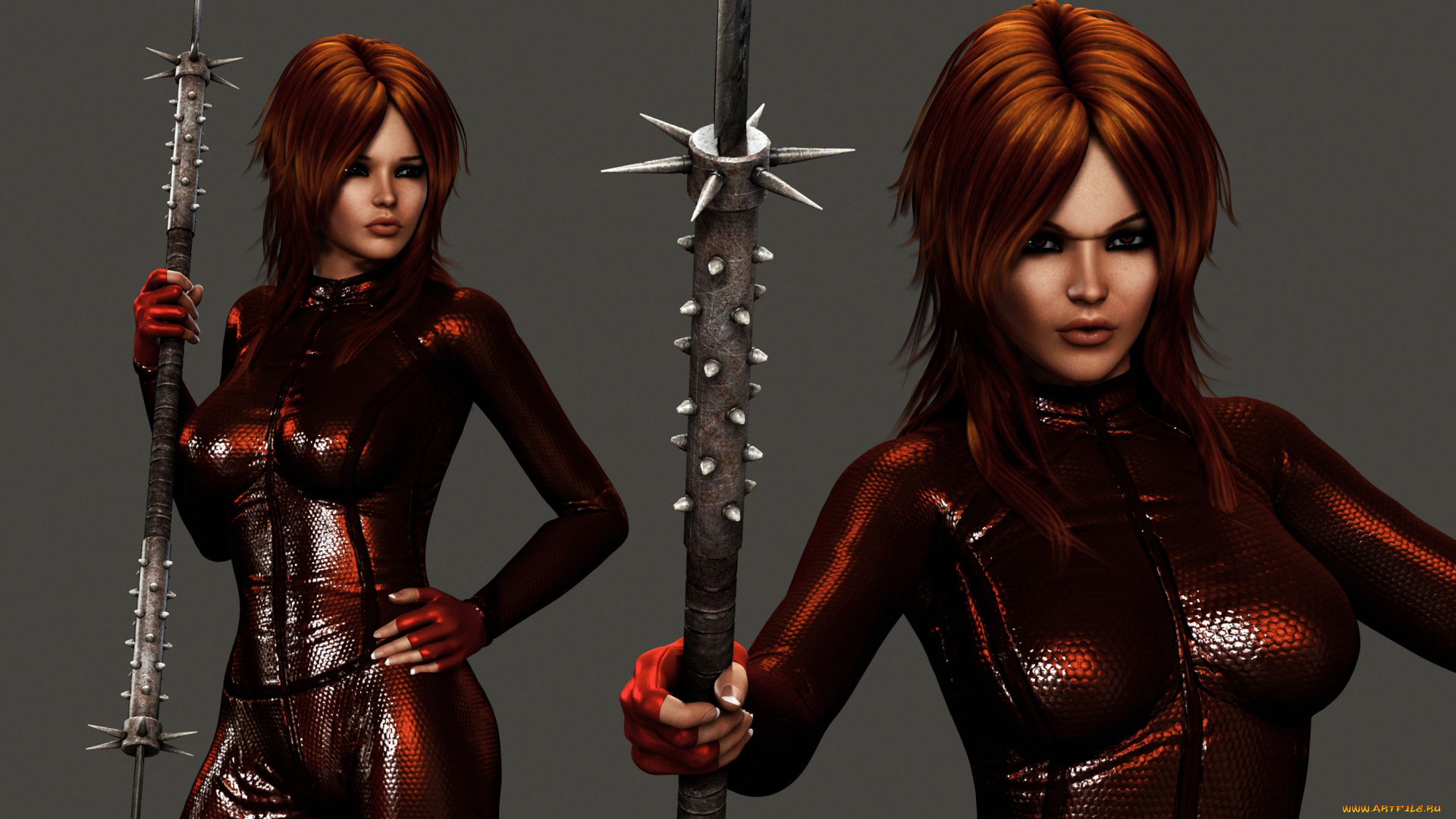 3д, графика, фантазия, , fantasy, взгляд, девушка, оружие, фон