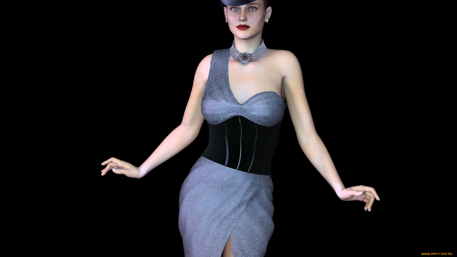 3д, графика, люди, , people, шляпа, фон, взгляд, девушка