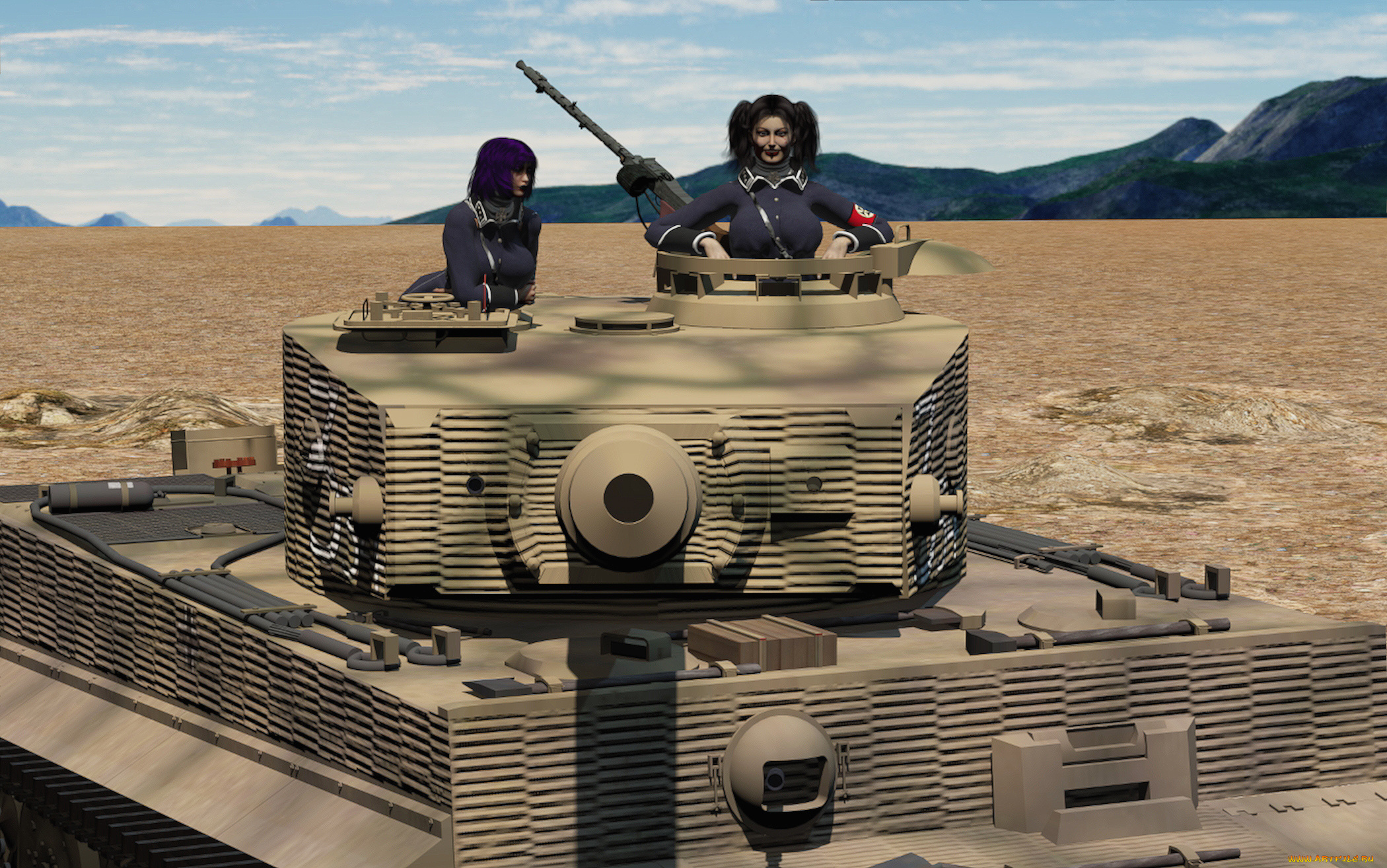 3д, графика, фантазия, , fantasy, фон, оружие, взгляд, девушка