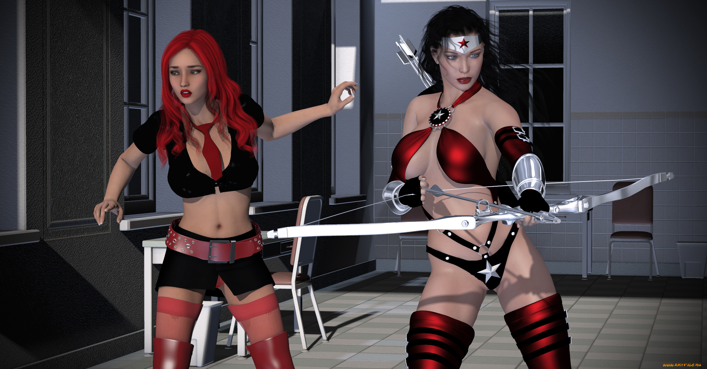 amazon, arrow, 3д, графика, фантазия, , fantasy, оружие, фон, взгляд, девушки