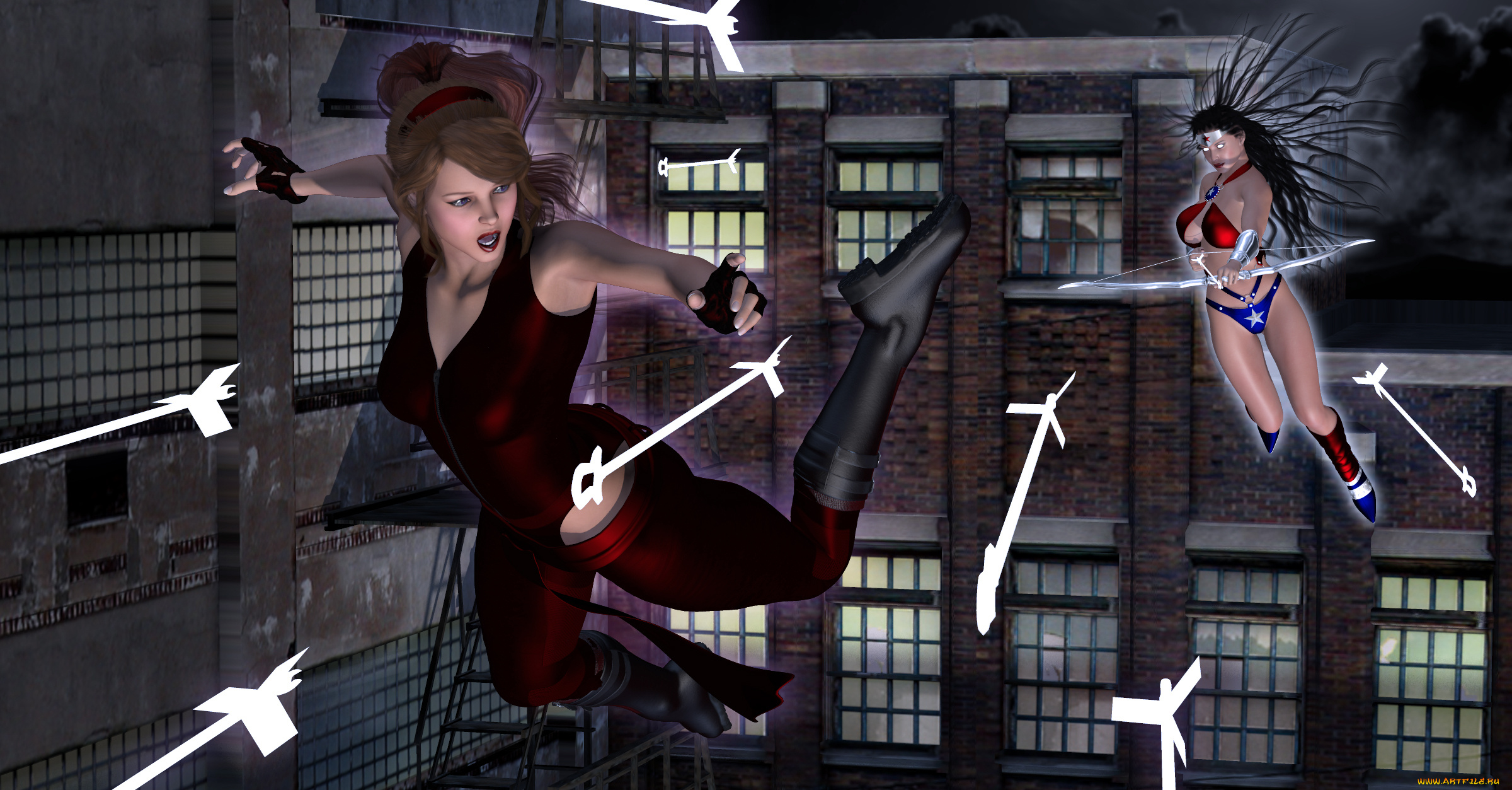 amazon, arrow, 3д, графика, фантазия, , fantasy, взгляд, девушки, оружие, фон