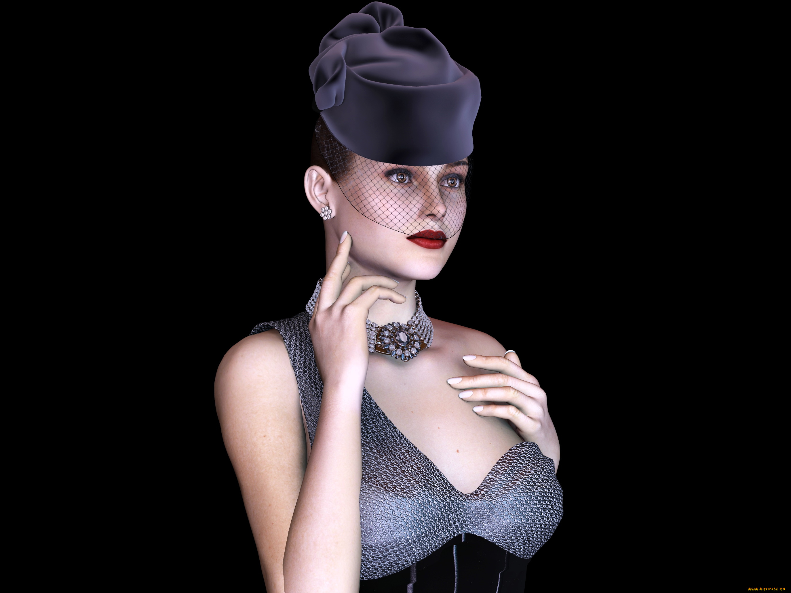 3д, графика, люди, , people, шляпа, фон, взгляд, девушка
