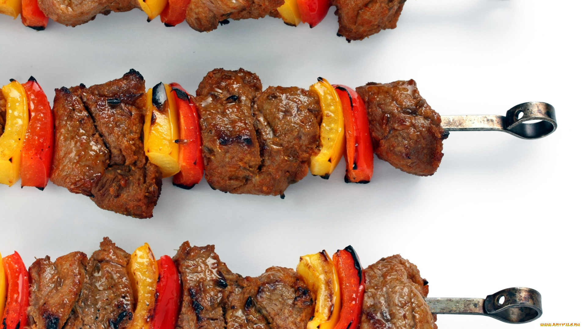 еда, шашлык, , барбекю, перец, мясо, шампуры