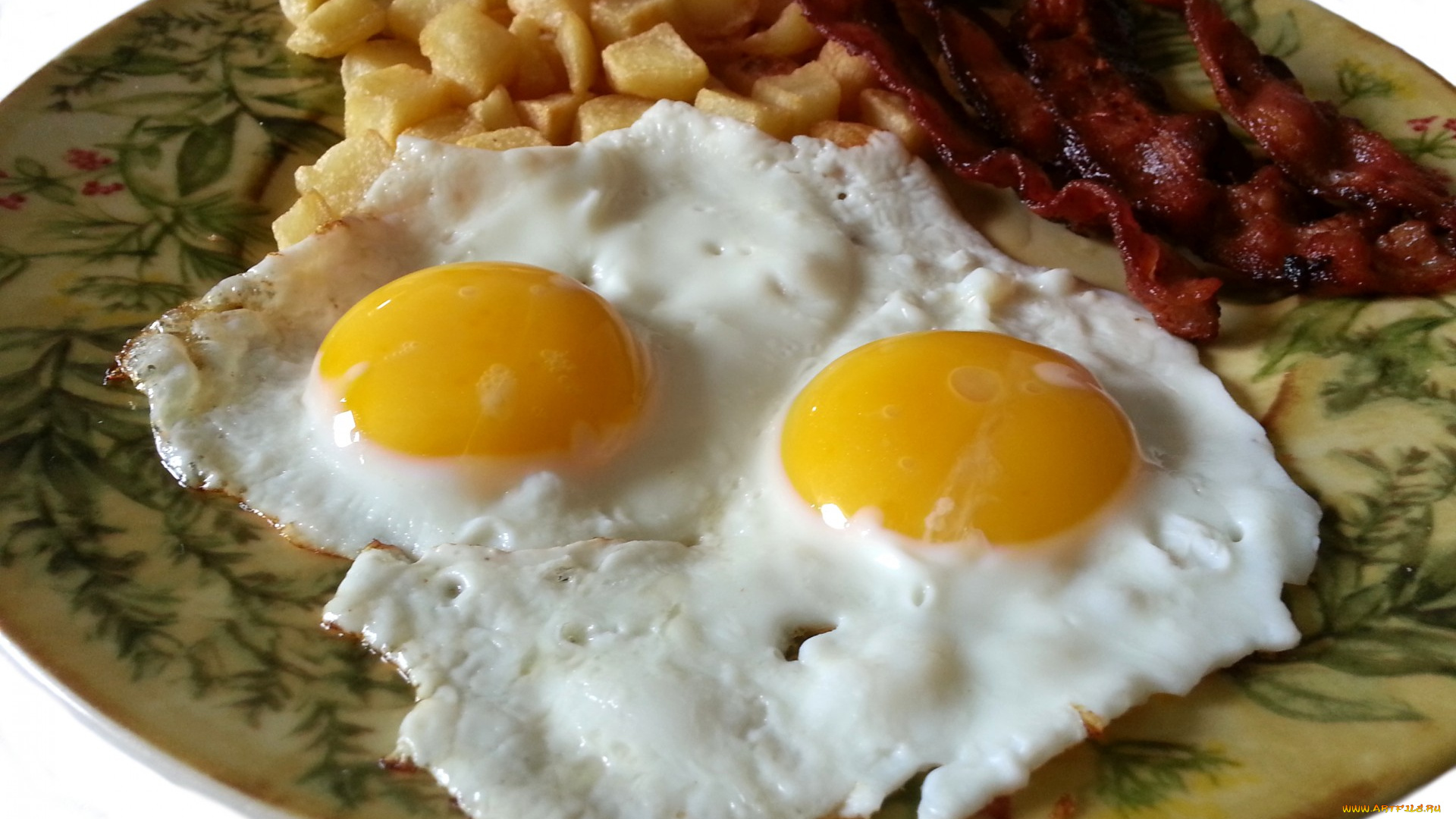 еда, Яичные, блюда, глазунья, бекон