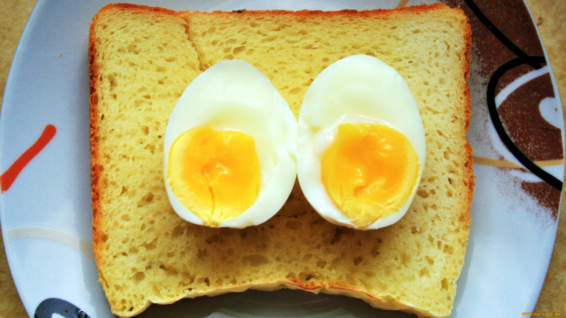 еда, Яичные, блюда, половинки, яйца, хлеб, тост
