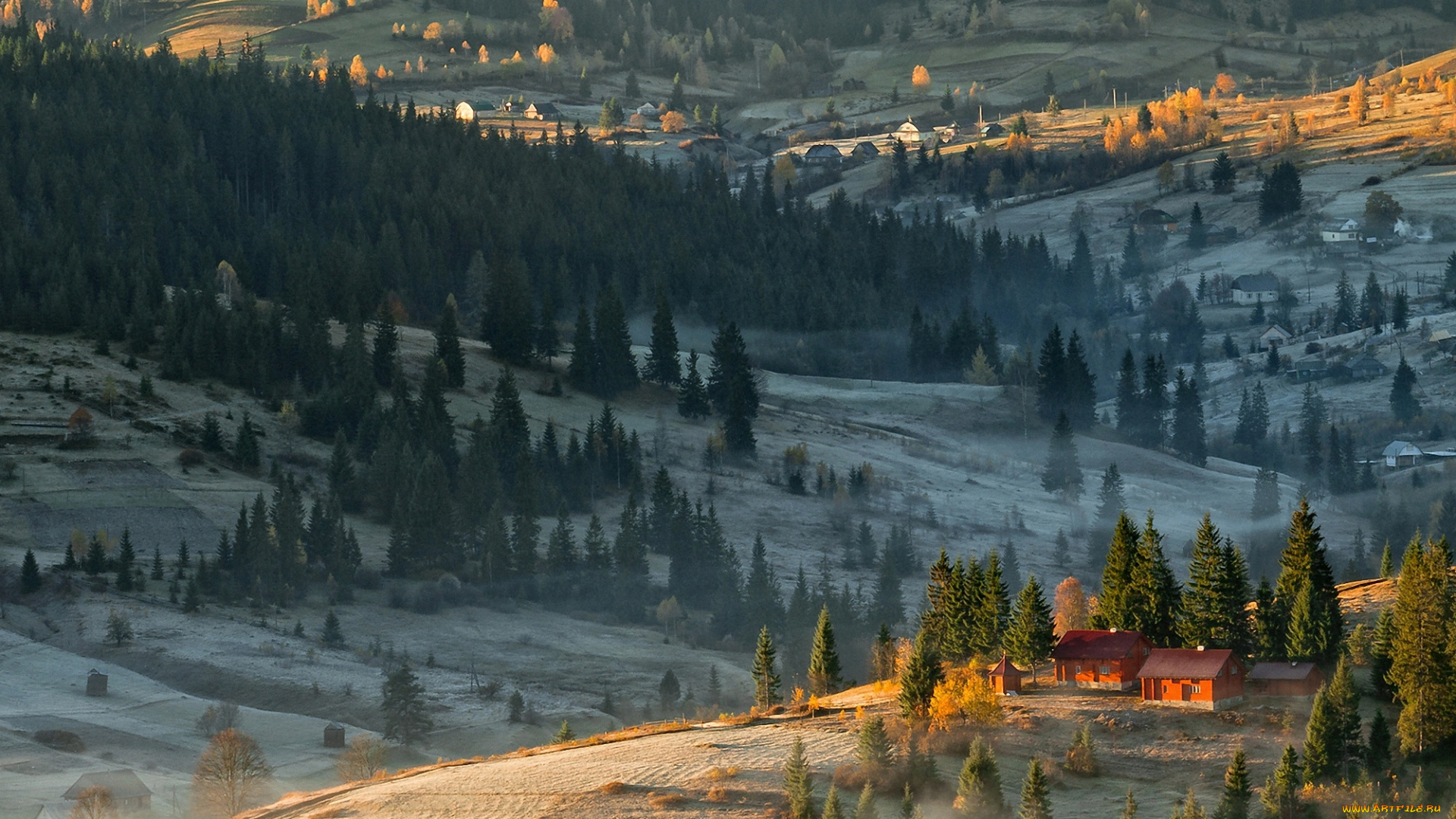 города, -, пейзажи, холмы, дома, лес