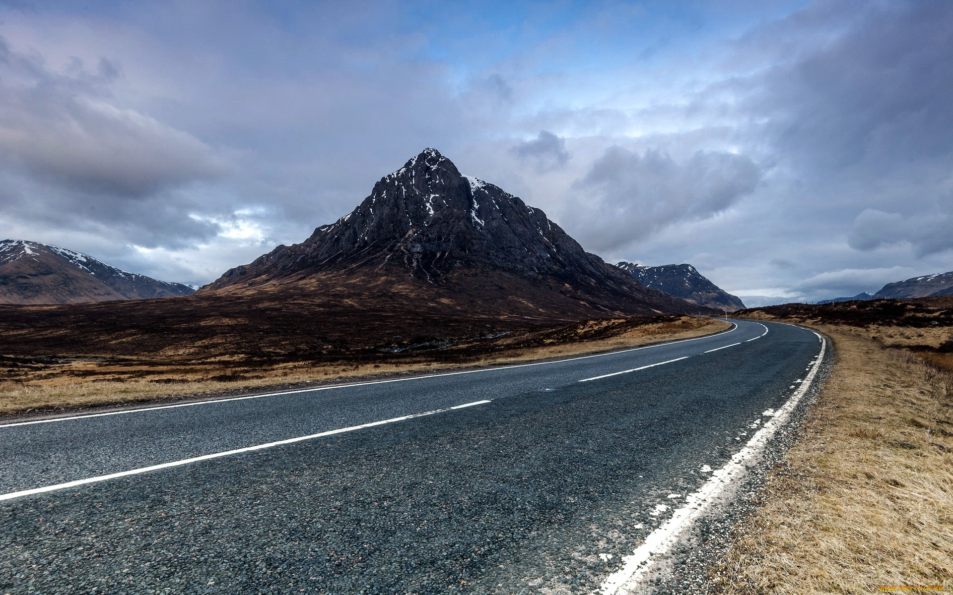 природа, дороги, гора, поворот, шоссе