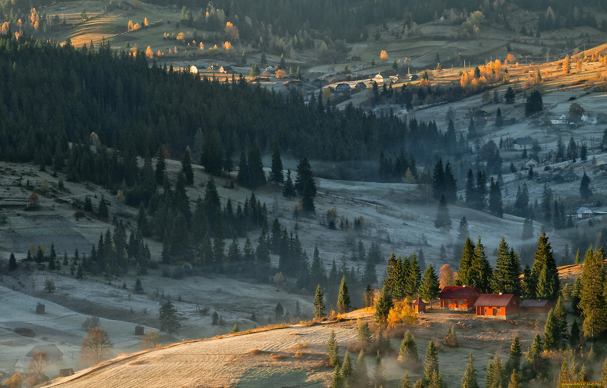 города, -, пейзажи, холмы, дома, лес