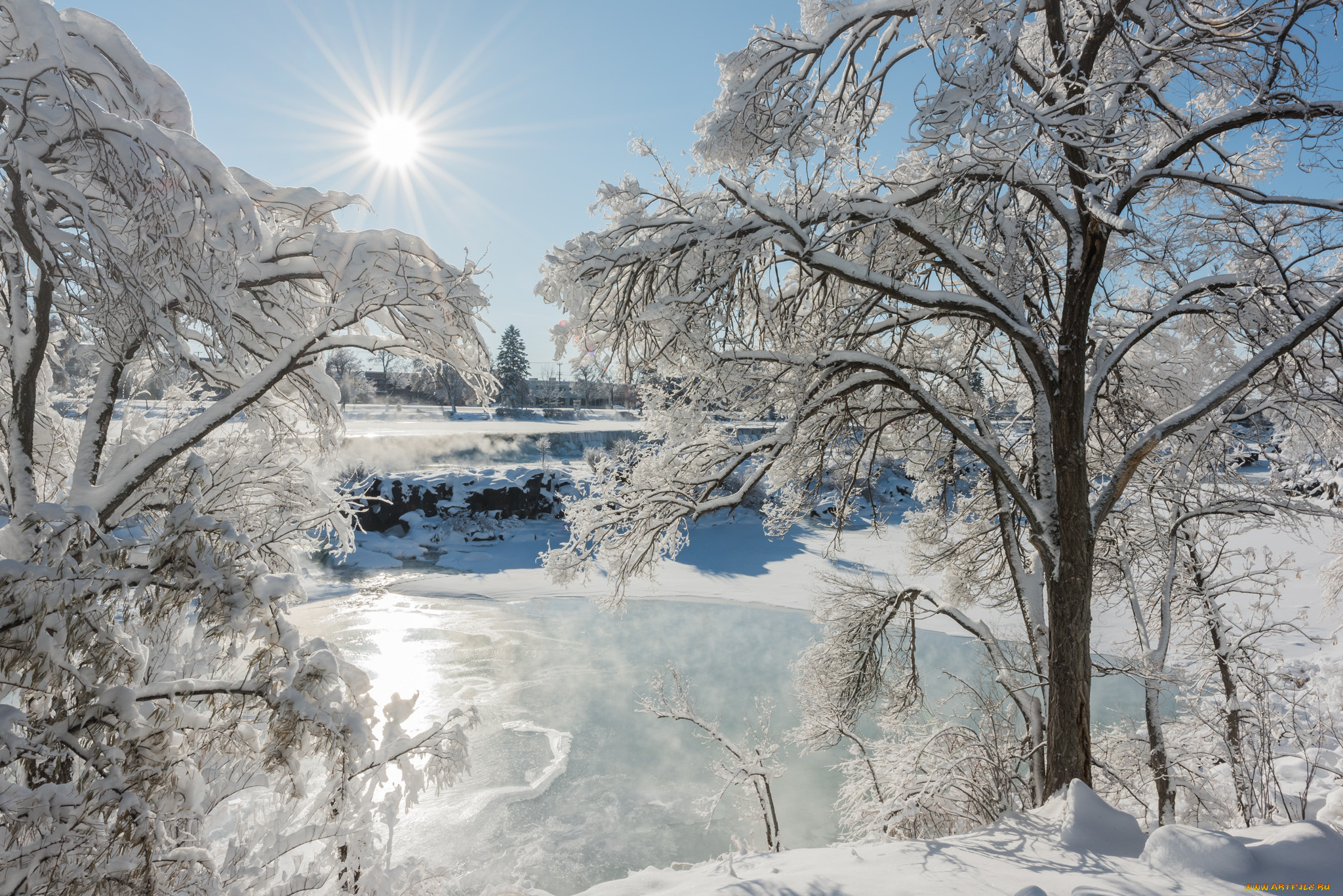 природа, зима, снег