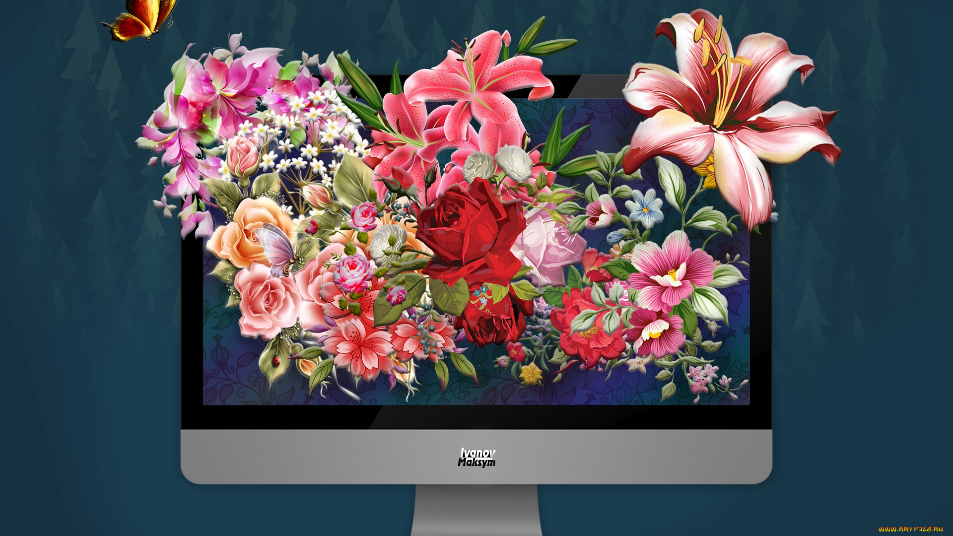 компьютеры, мониторы, , ноутбуки, monitor, монитор, фотошоп, цветы, photo, мир, mac, apple