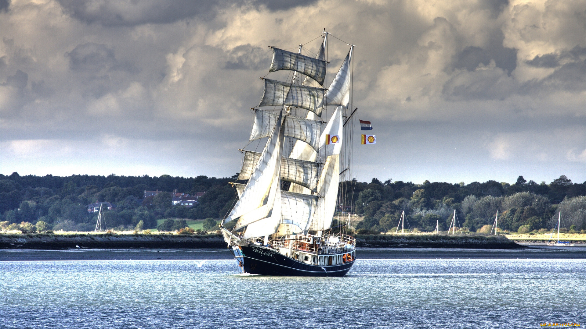 корабли, парусники, паруса, мачты