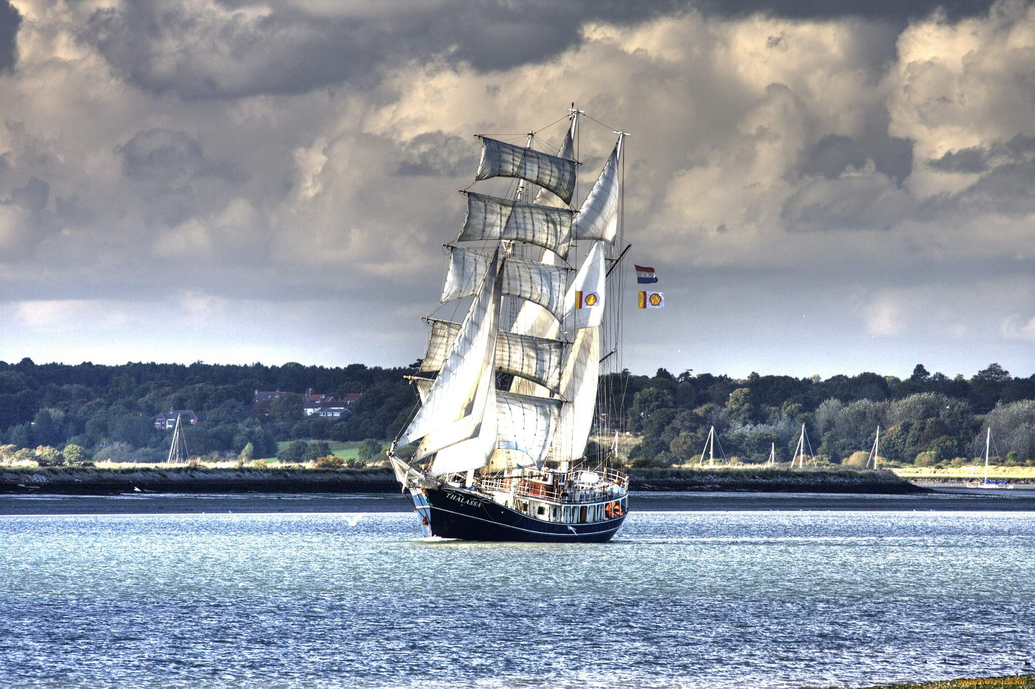 корабли, парусники, паруса, мачты