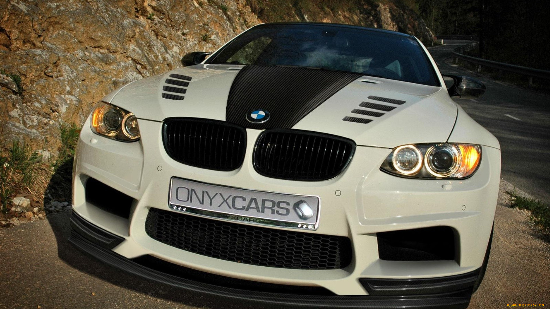 автомобили, bmw, скала, дорога, белый, onyx, бмв