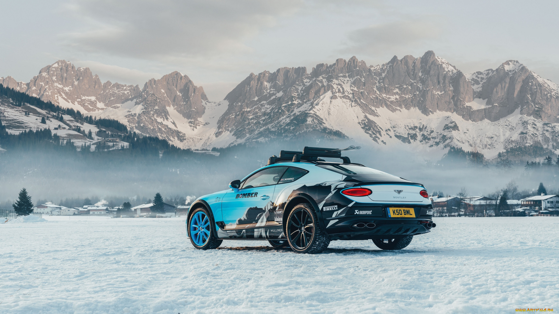 bentley, continental, gt, , ice, race, 2020, автомобили, bentley, ice, race, 2020, continental, gt, купе, горы, зима, вид, сзади