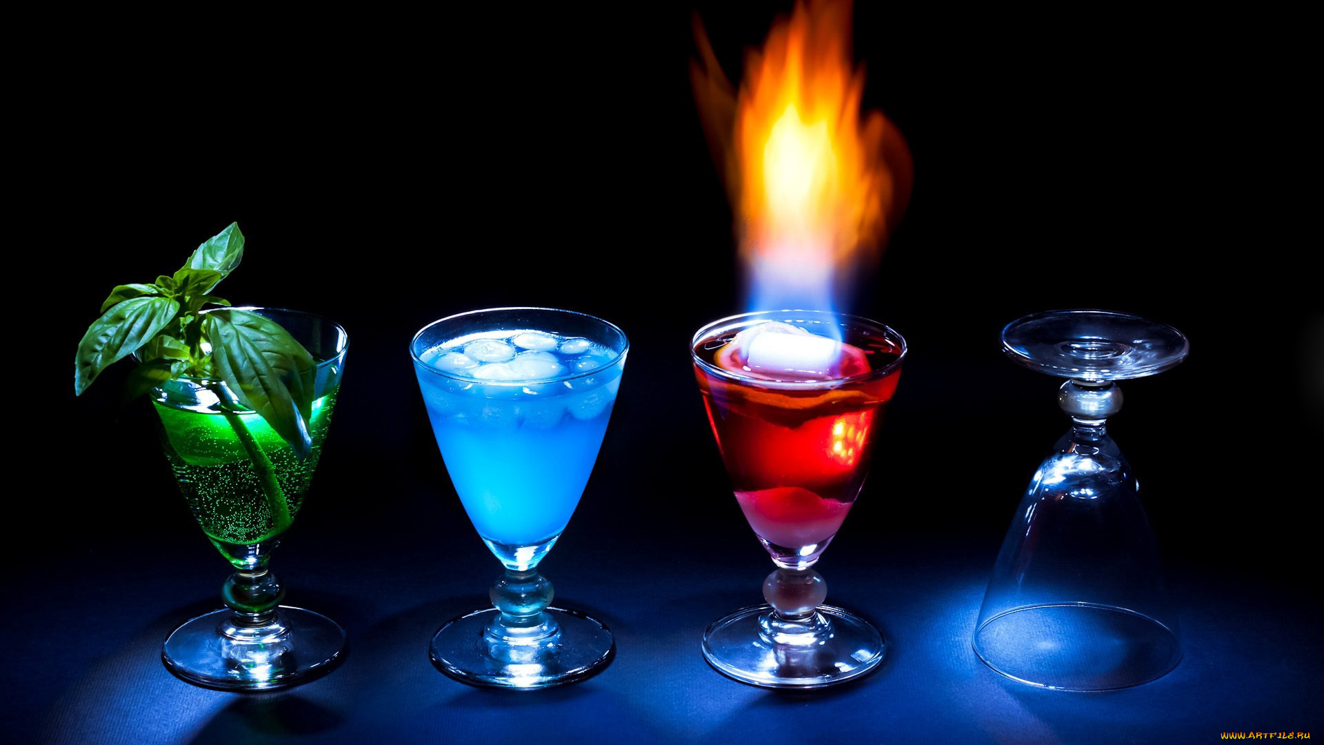 еда, напитки, бокалы, лед, мята