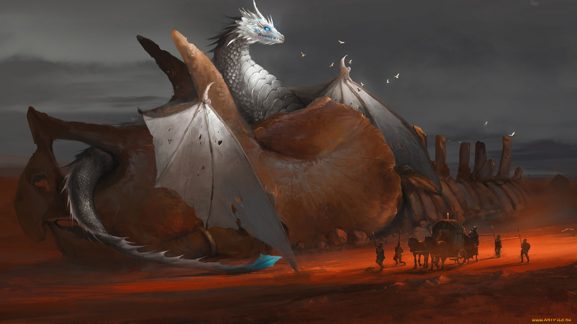 фэнтези, драконы, дракон, повозка