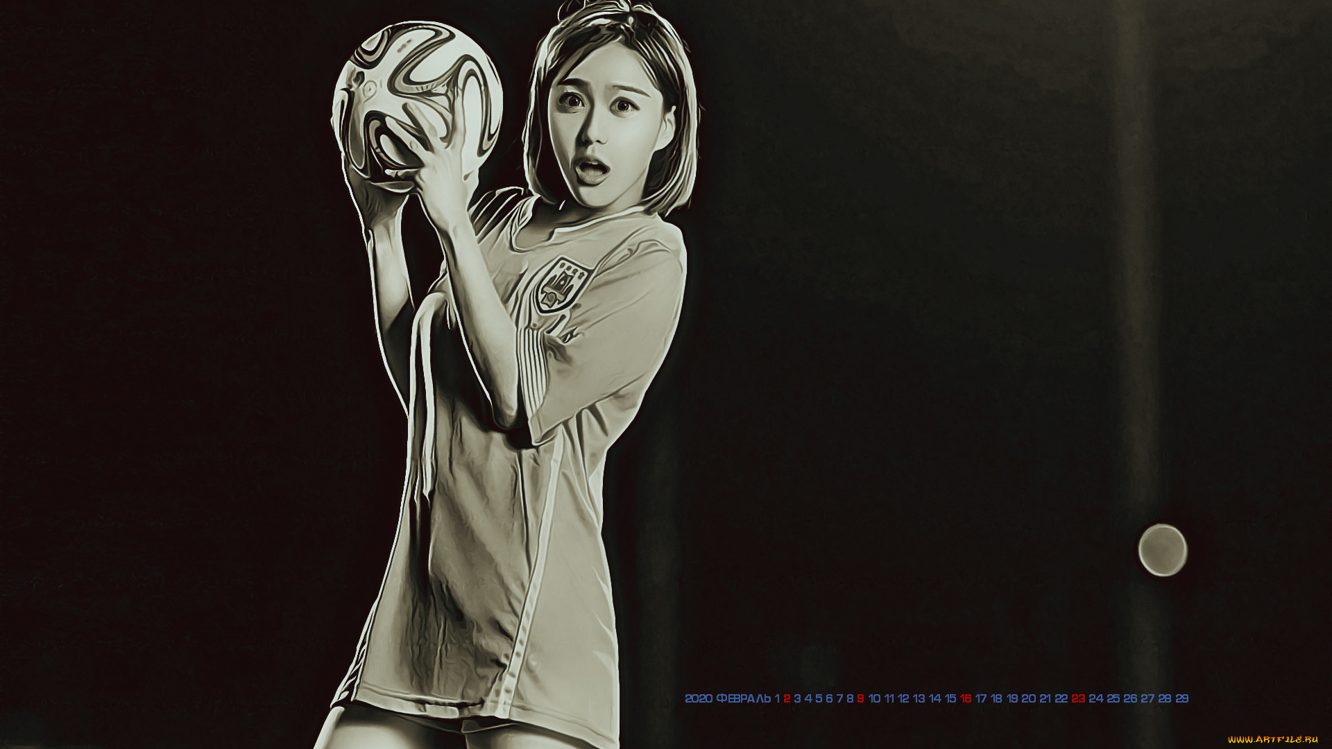 календари, компьютерный, дизайн, 2020, calendar, спорт, девушка, мяч, азиатка