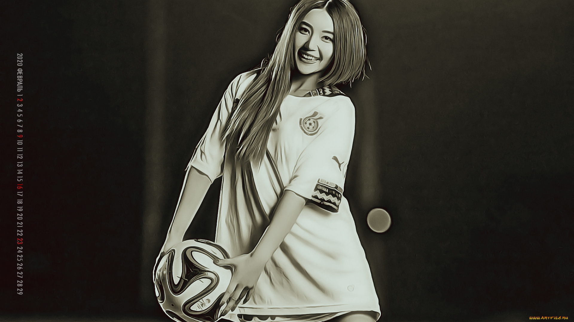 календари, компьютерный, дизайн, девушка, 2020, азиатка, calendar, мяч