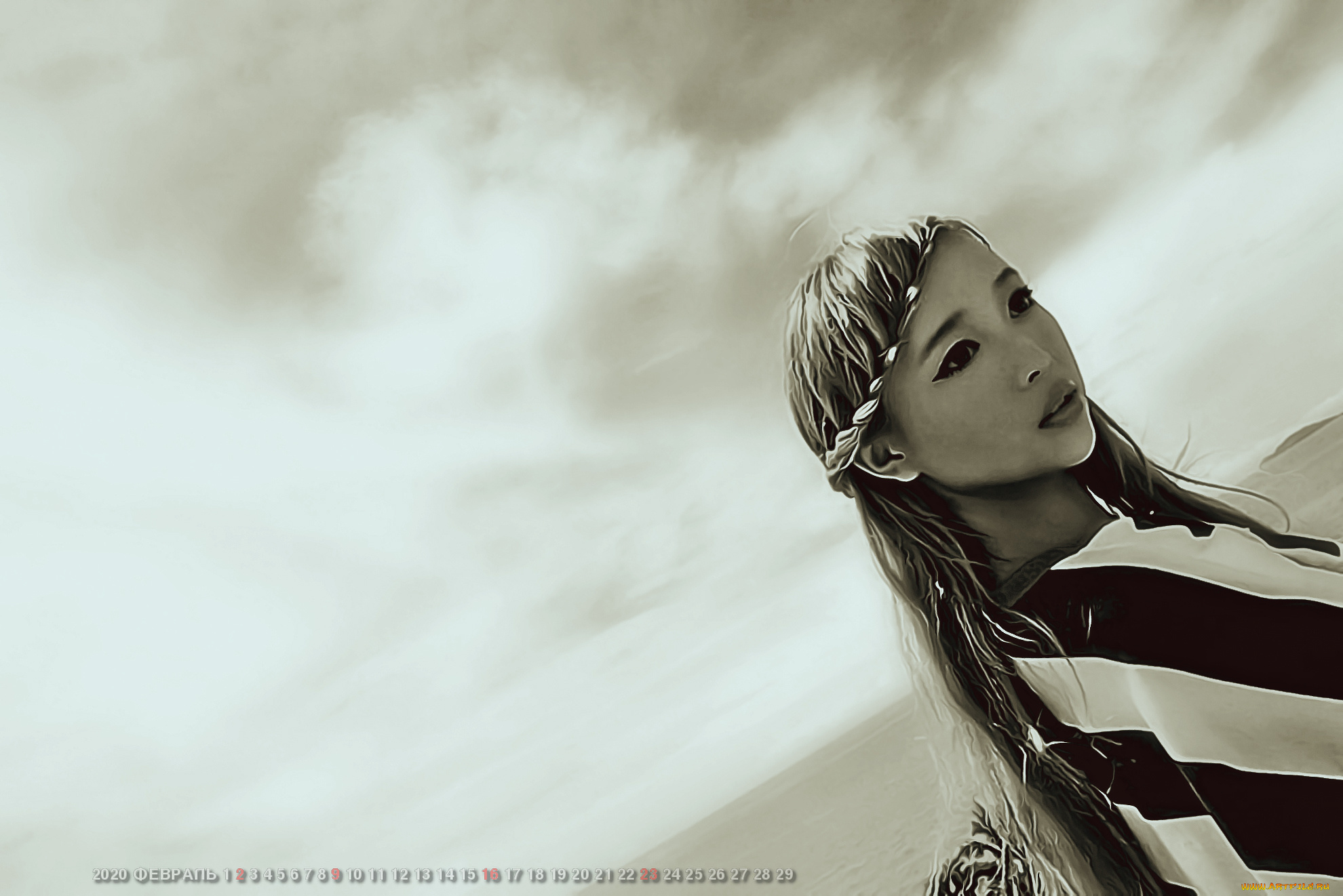 календари, компьютерный, дизайн, 2020, девушка, азиатка, calendar, женщина