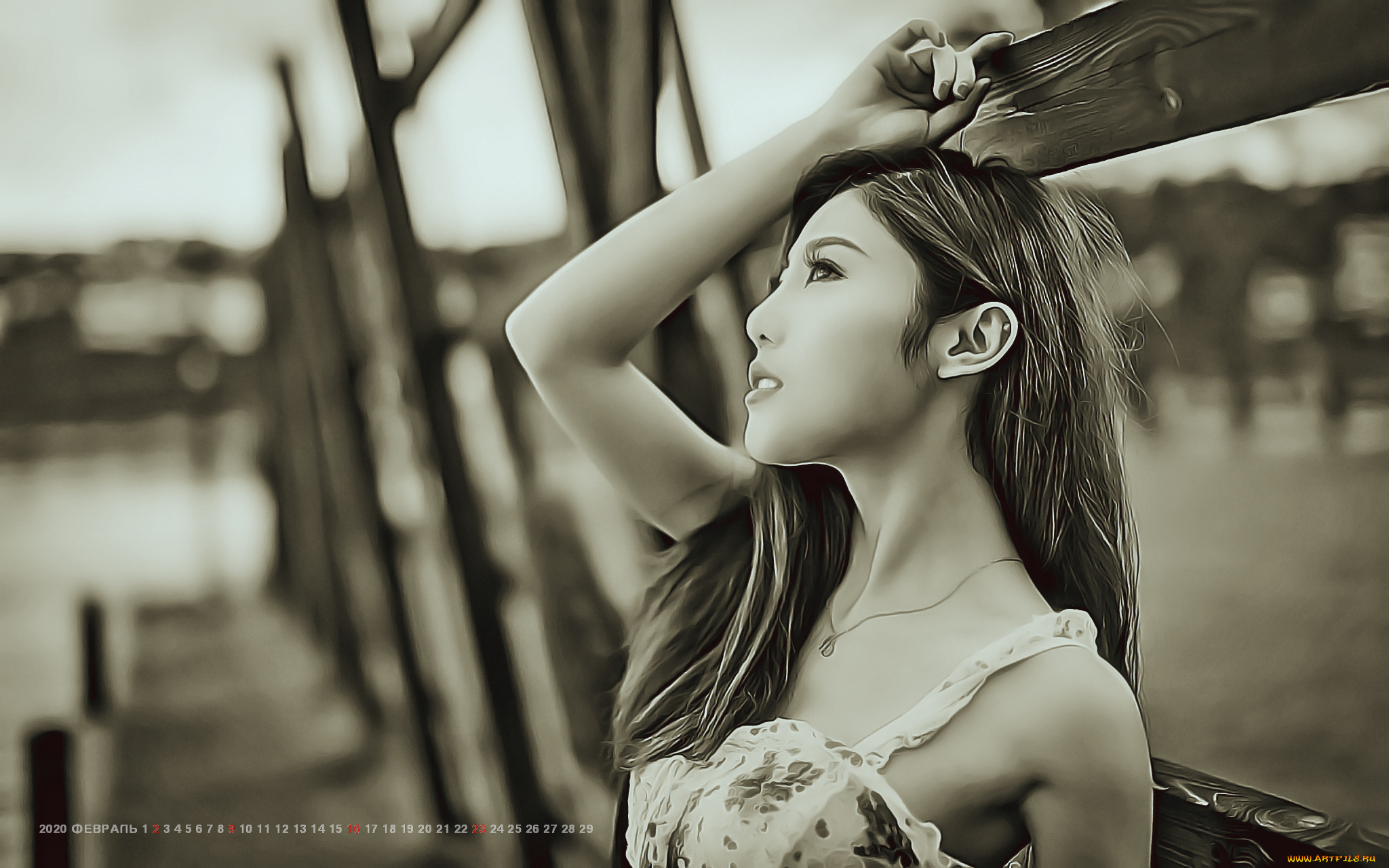 календари, компьютерный, дизайн, девушка, азиатка, 2020, calendar, женщина, профиль