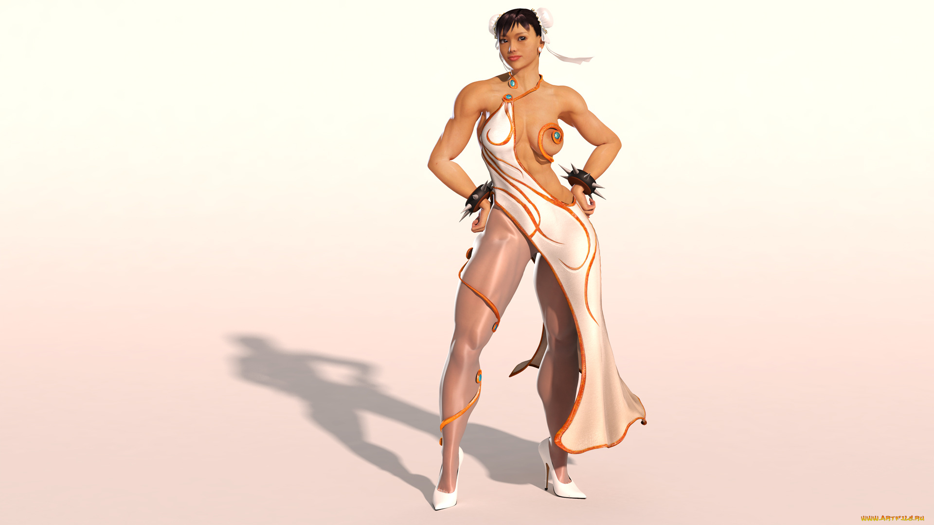 3д, графика, люди, , people, девушка, фон, взгляд, платье