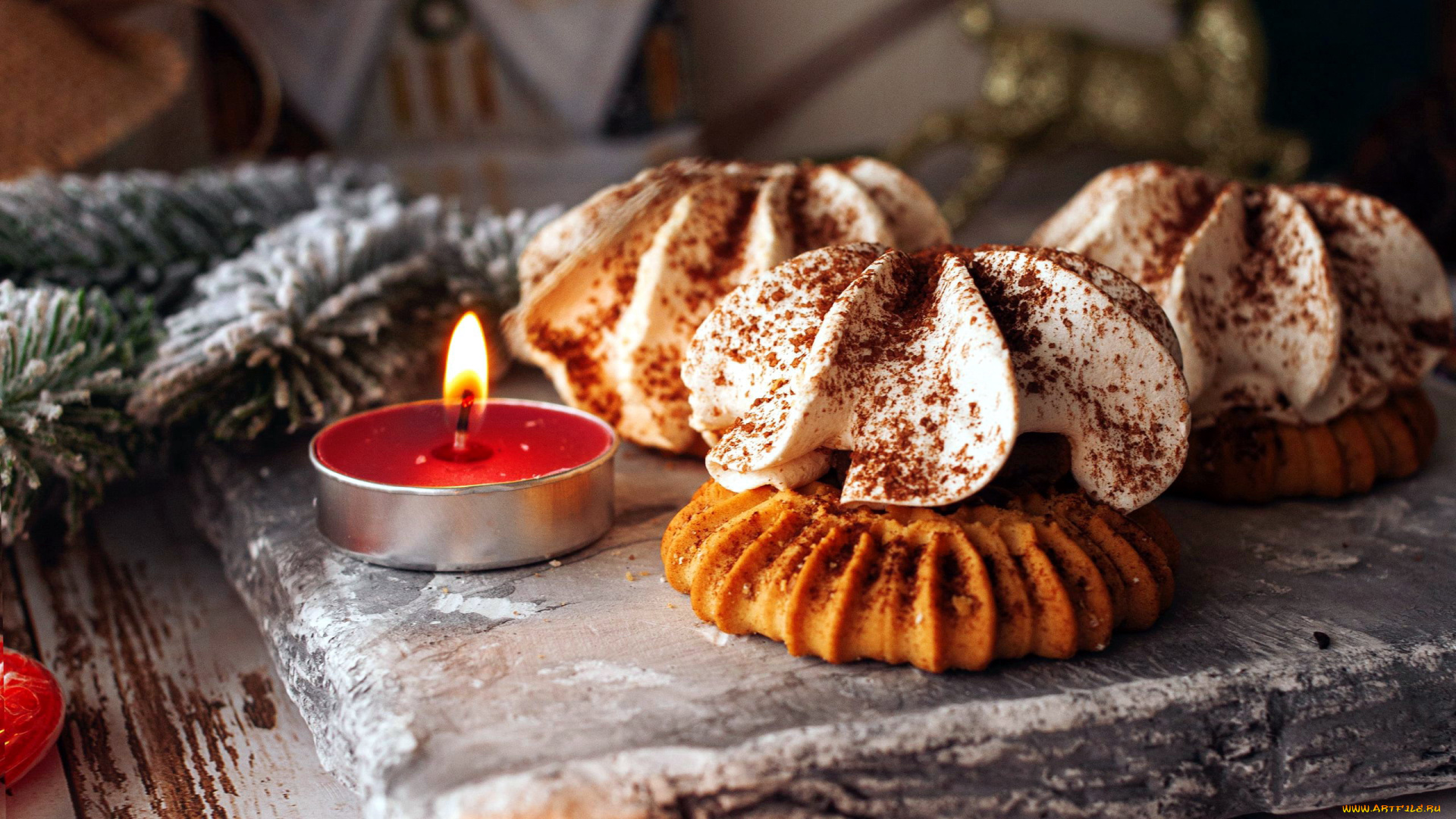 еда, пирожные, , кексы, , печенье, свеча, печенье, огонек