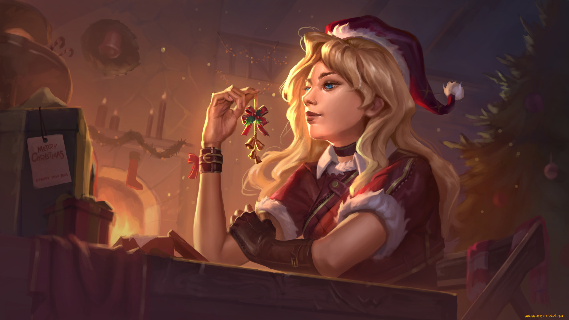 праздничные, -, разное, , новый, год, девушка, фон, новый, год, колпак