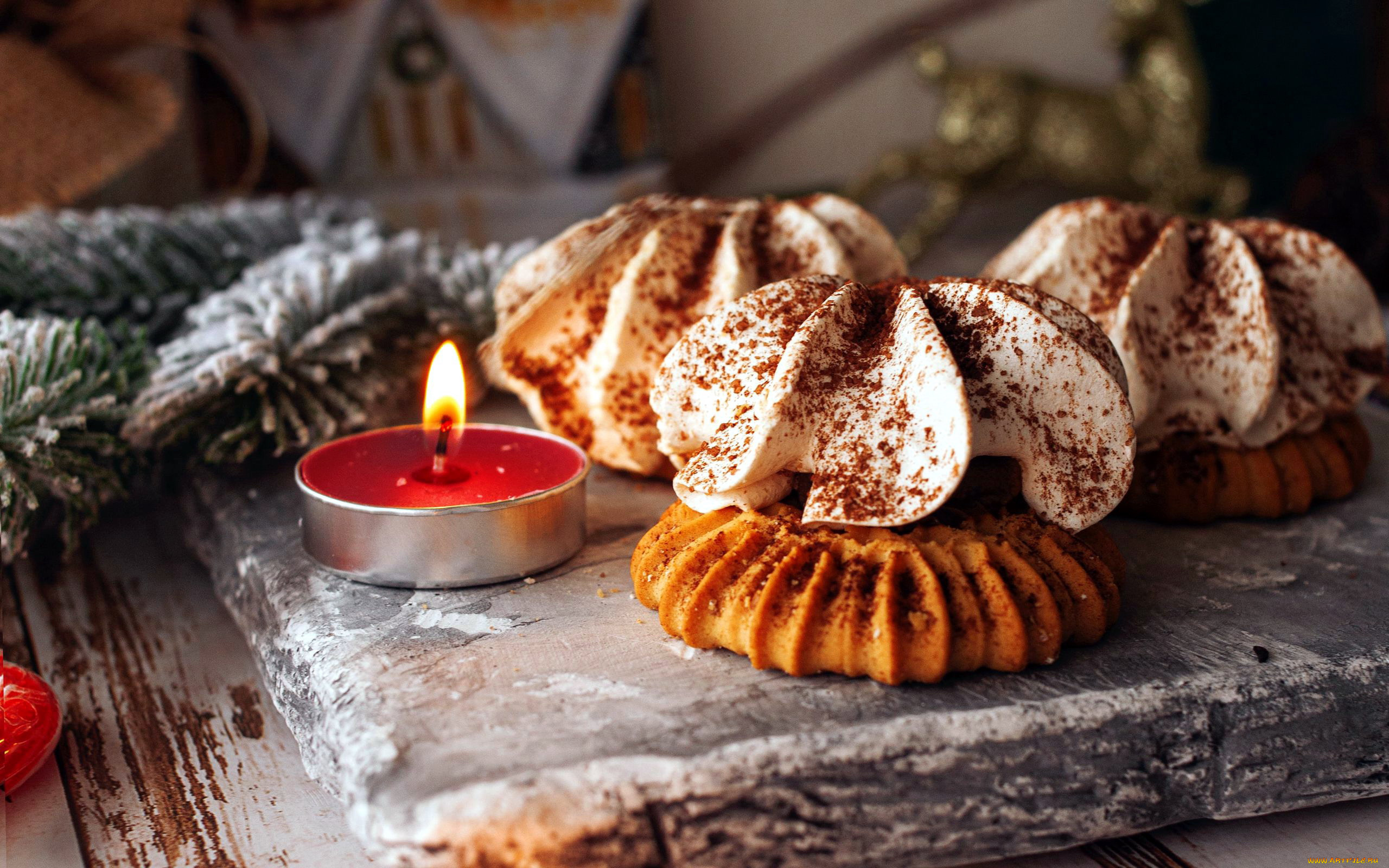 еда, пирожные, , кексы, , печенье, свеча, печенье, огонек