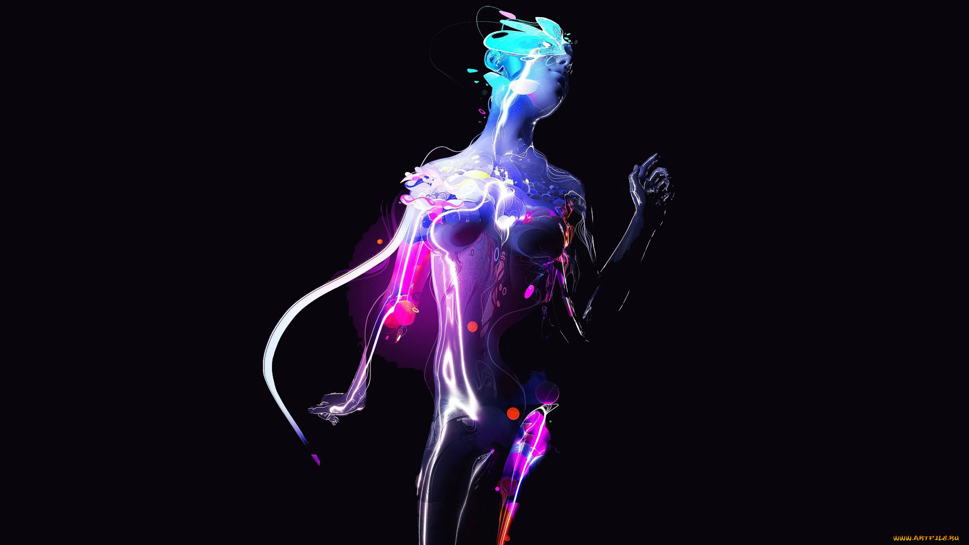 фэнтези, девушки, девушка, краски, неон