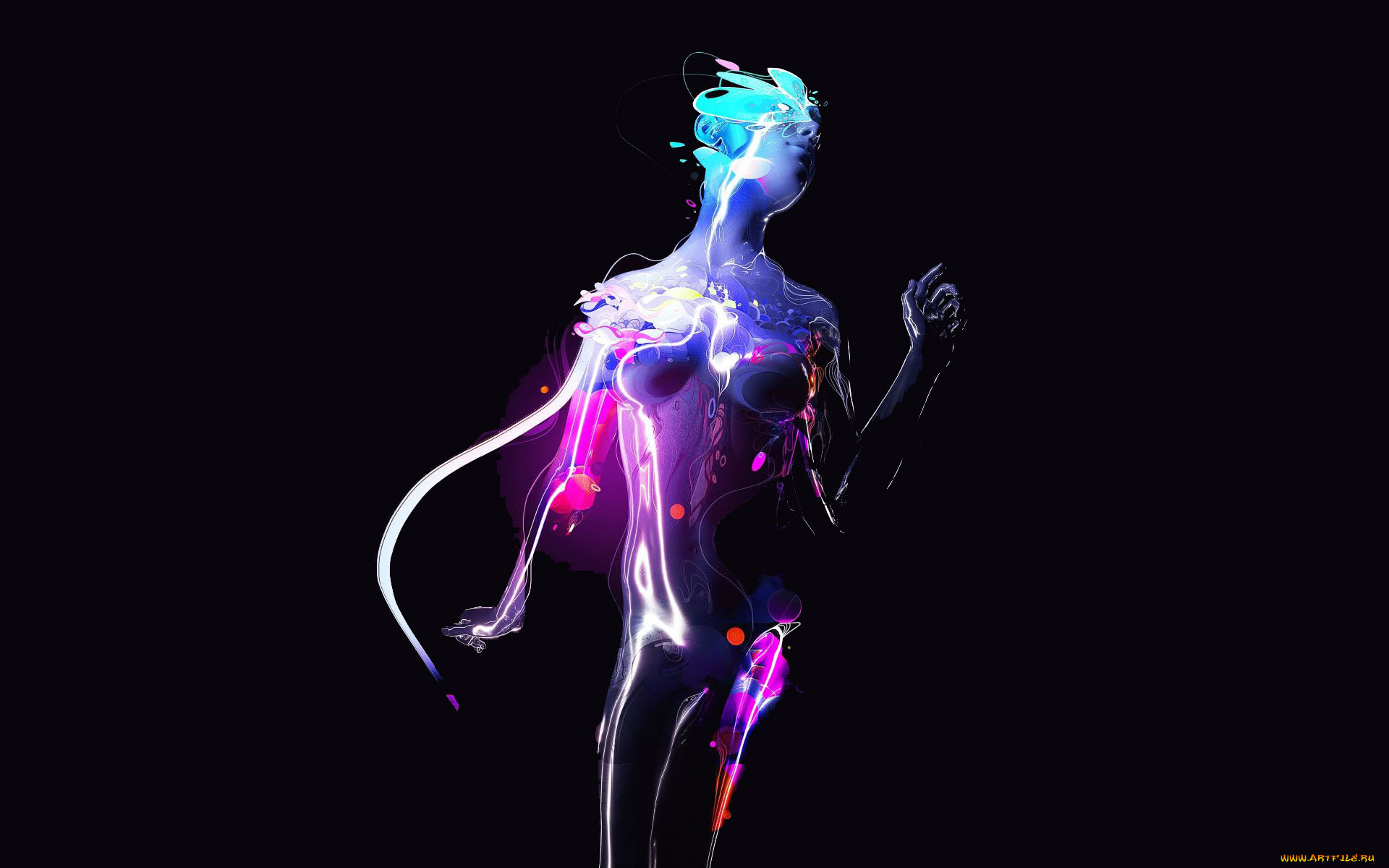 фэнтези, девушки, девушка, краски, неон