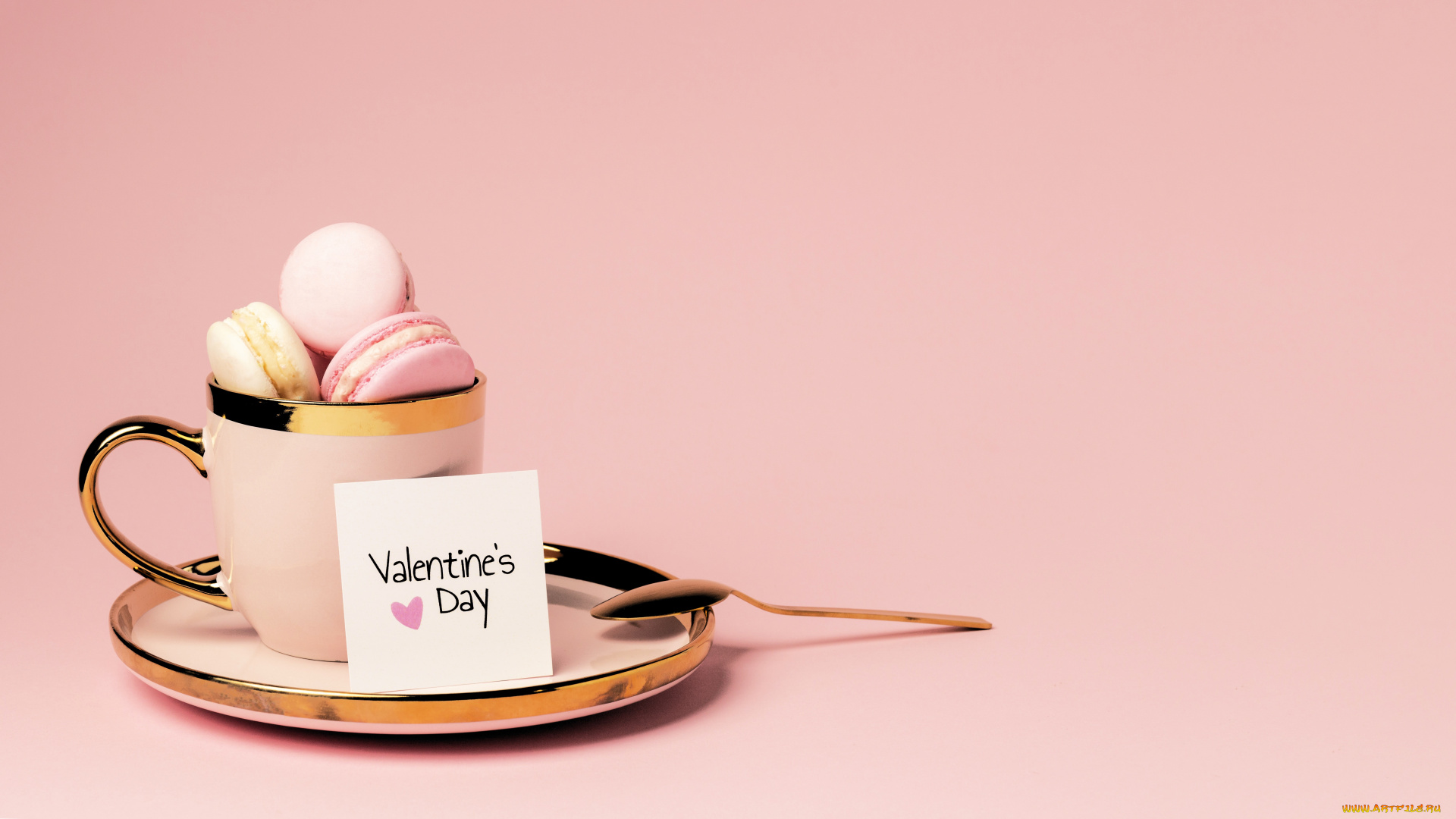 праздничные, день, святого, валентина, , сердечки, , любовь, макаруны, чашка, блюдце, карточка, ложка