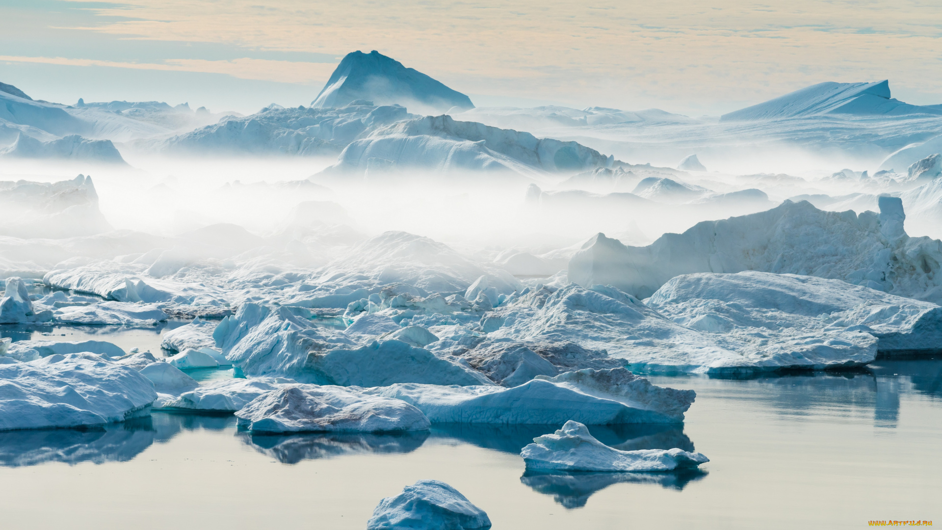 природа, айсберги, и, ледники, лёд, лед