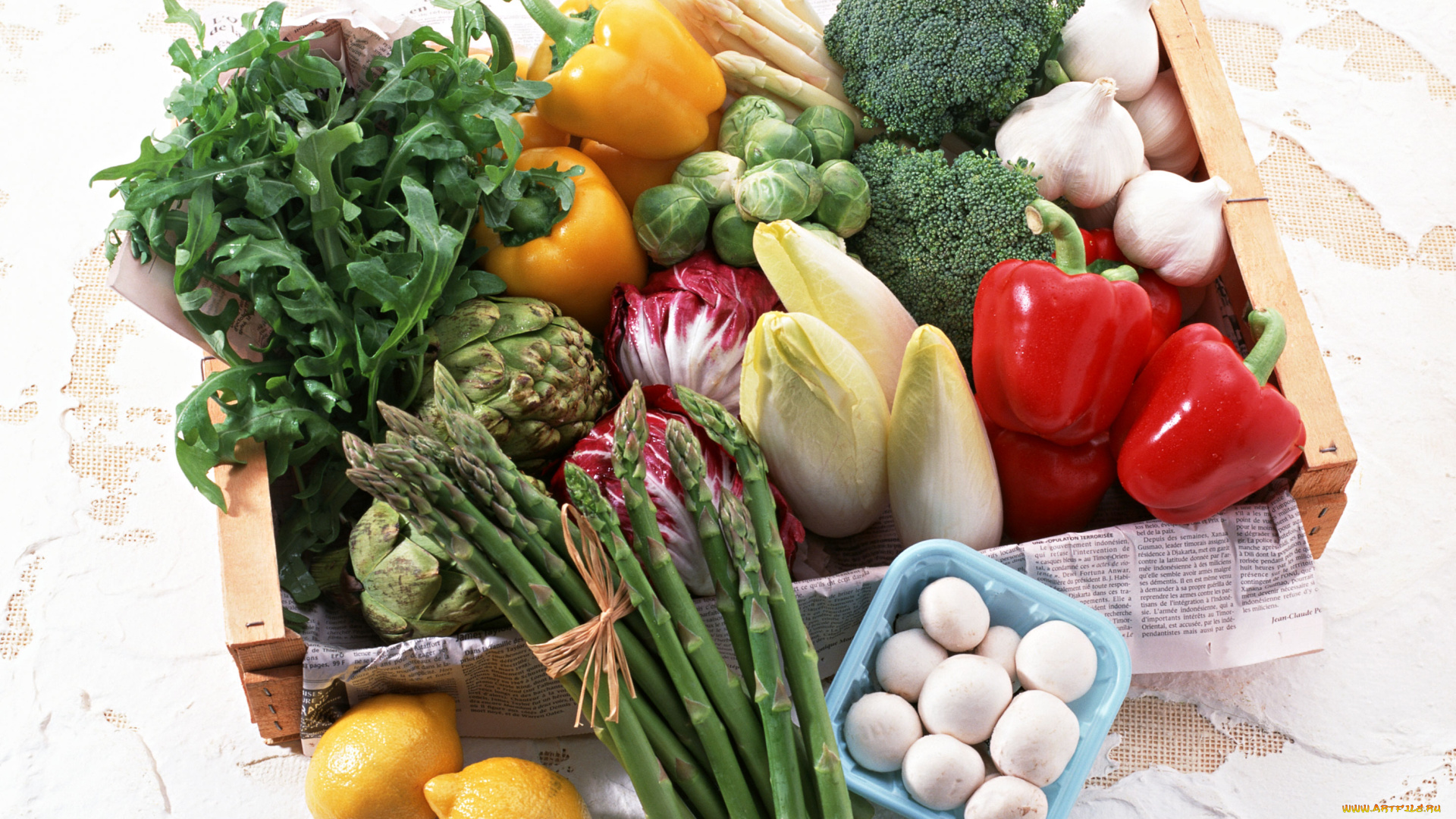 еда, фрукты, овощи, вместе, перец, лимон