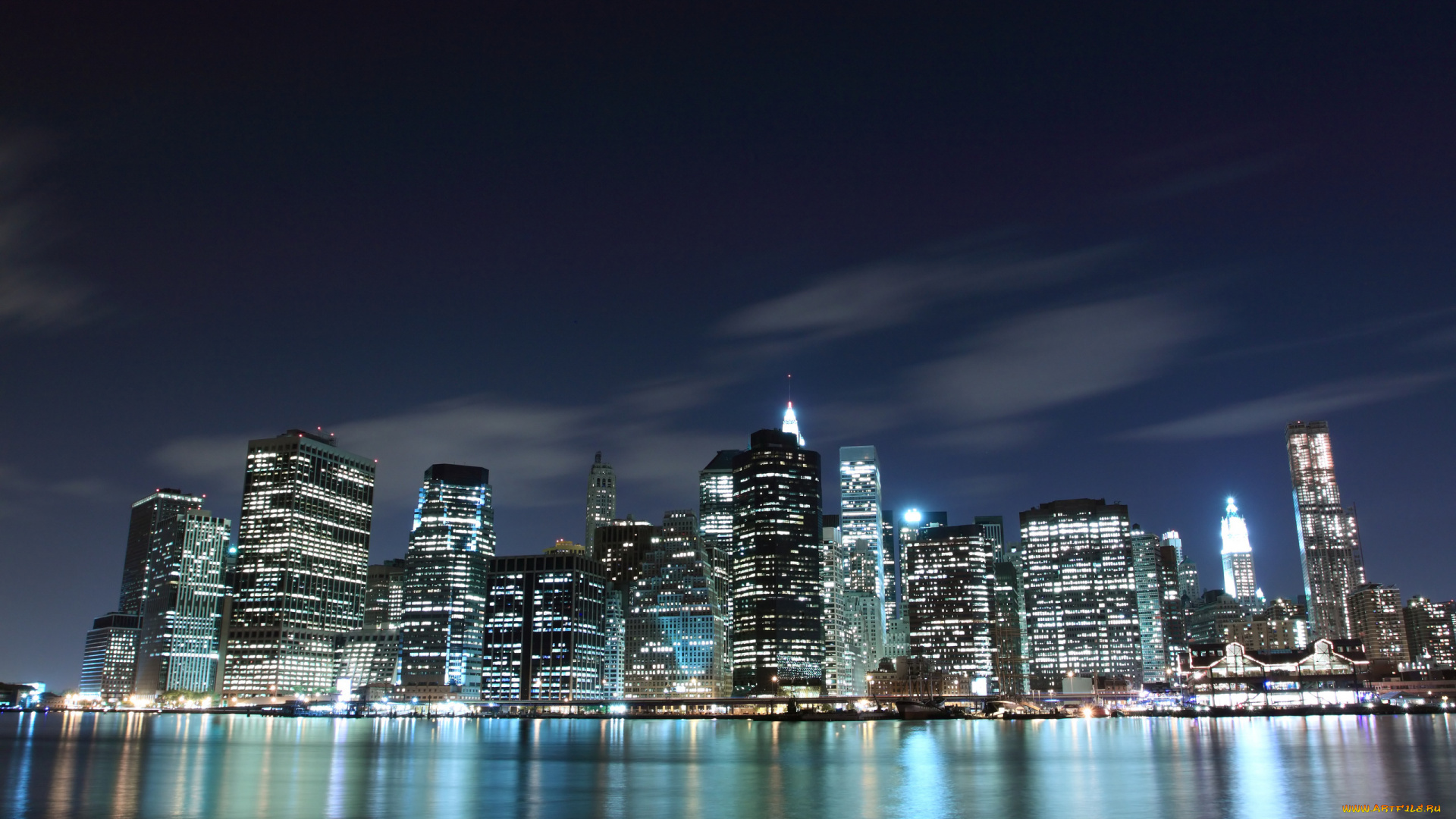 города, огни, ночного, city