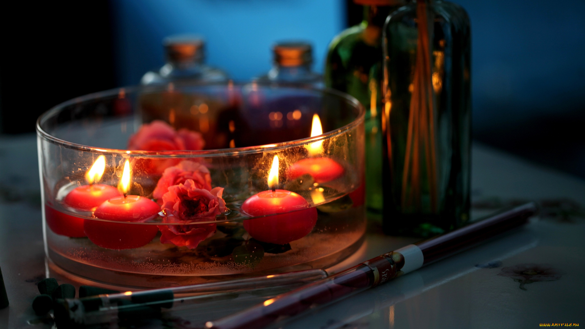 разное, свечи, темнота, ручка, пламя