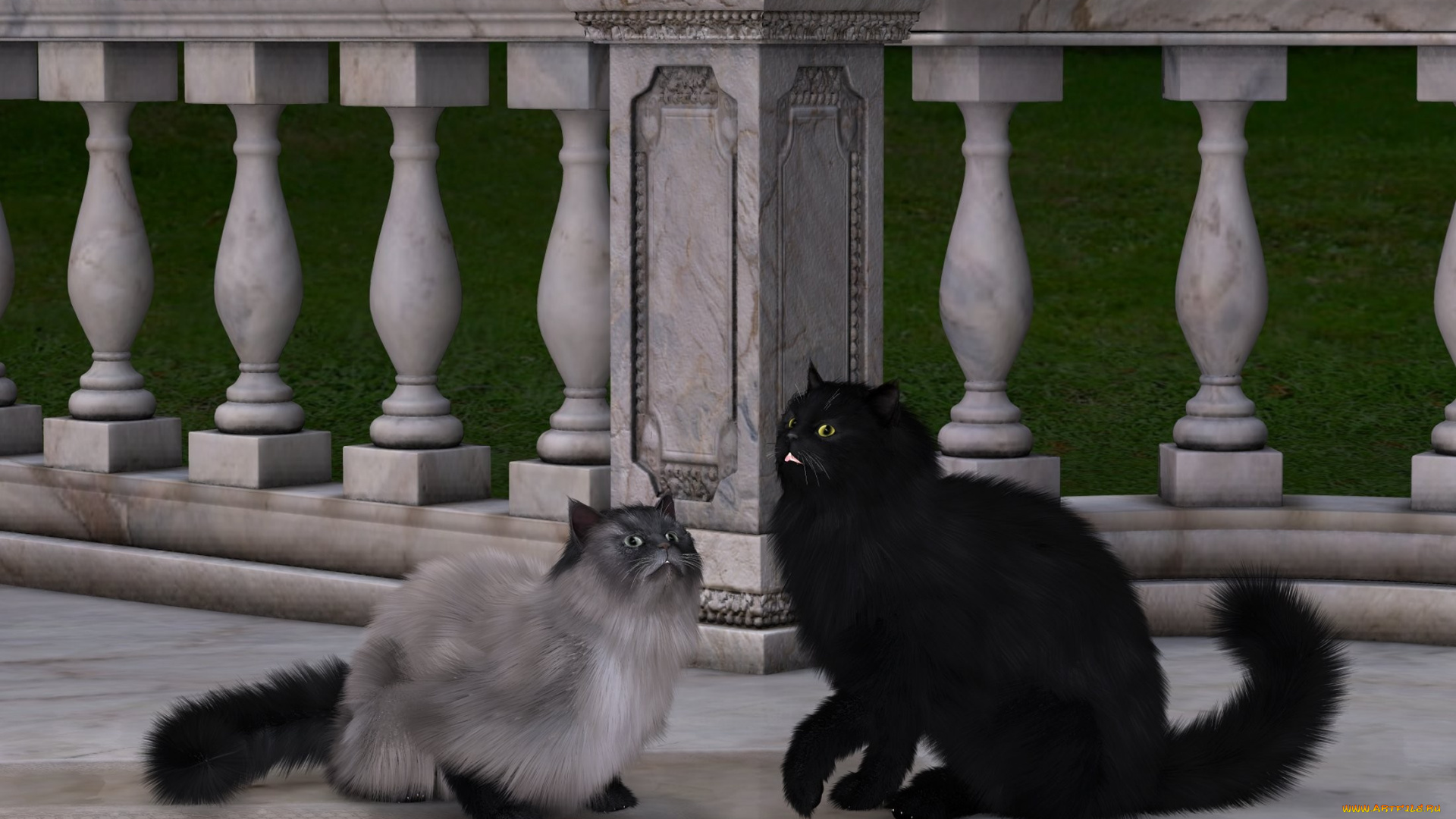 3д, графика, animals, животные, кошки