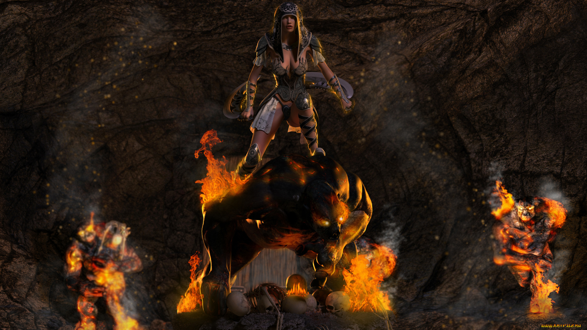 3д, графика, fantasy, фантазия, огонь