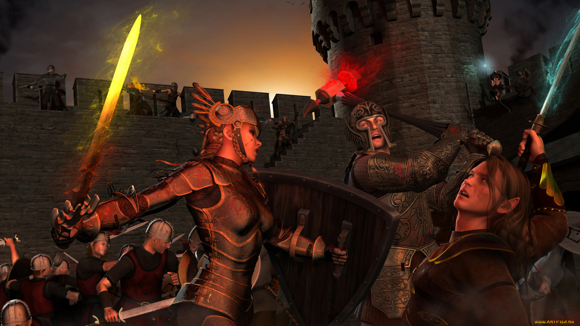 3д, графика, fantasy, фантазия, сражение