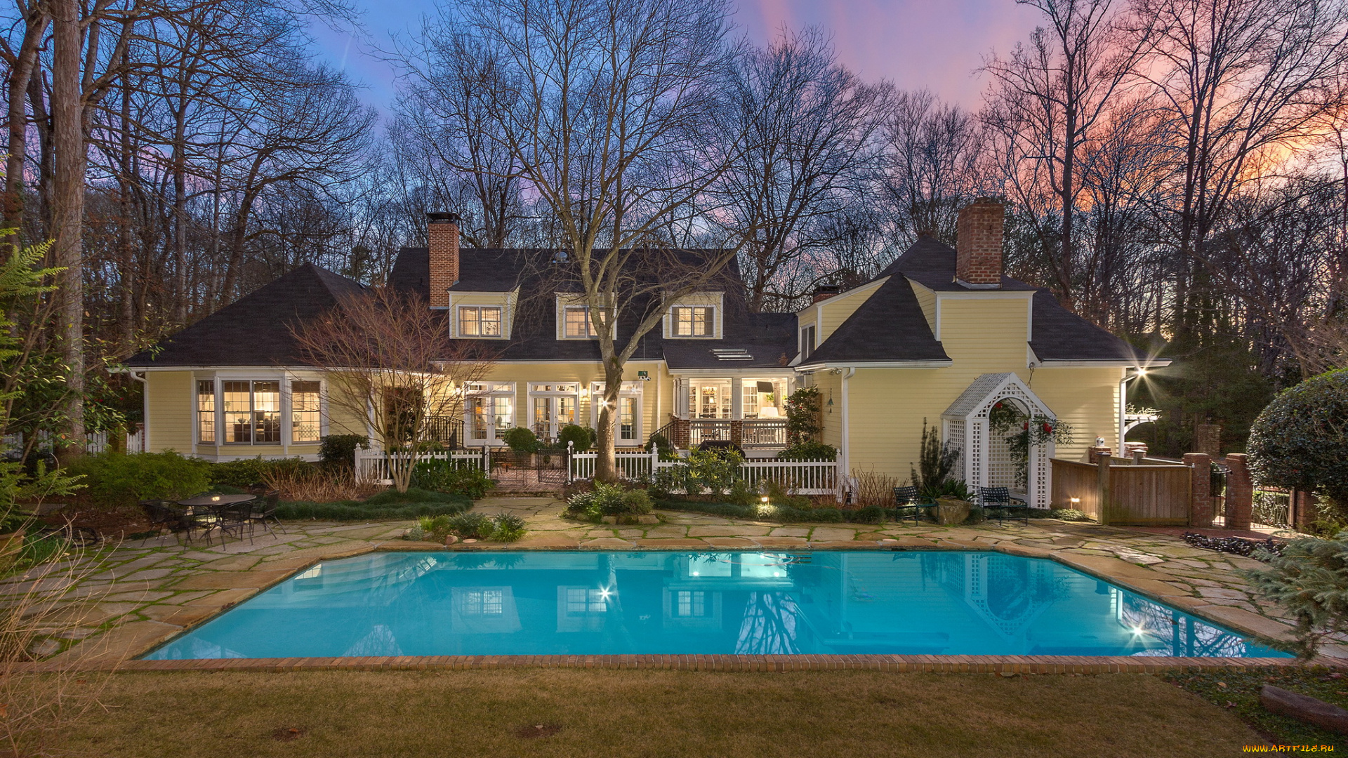 города, здания, дома, дом, бассен