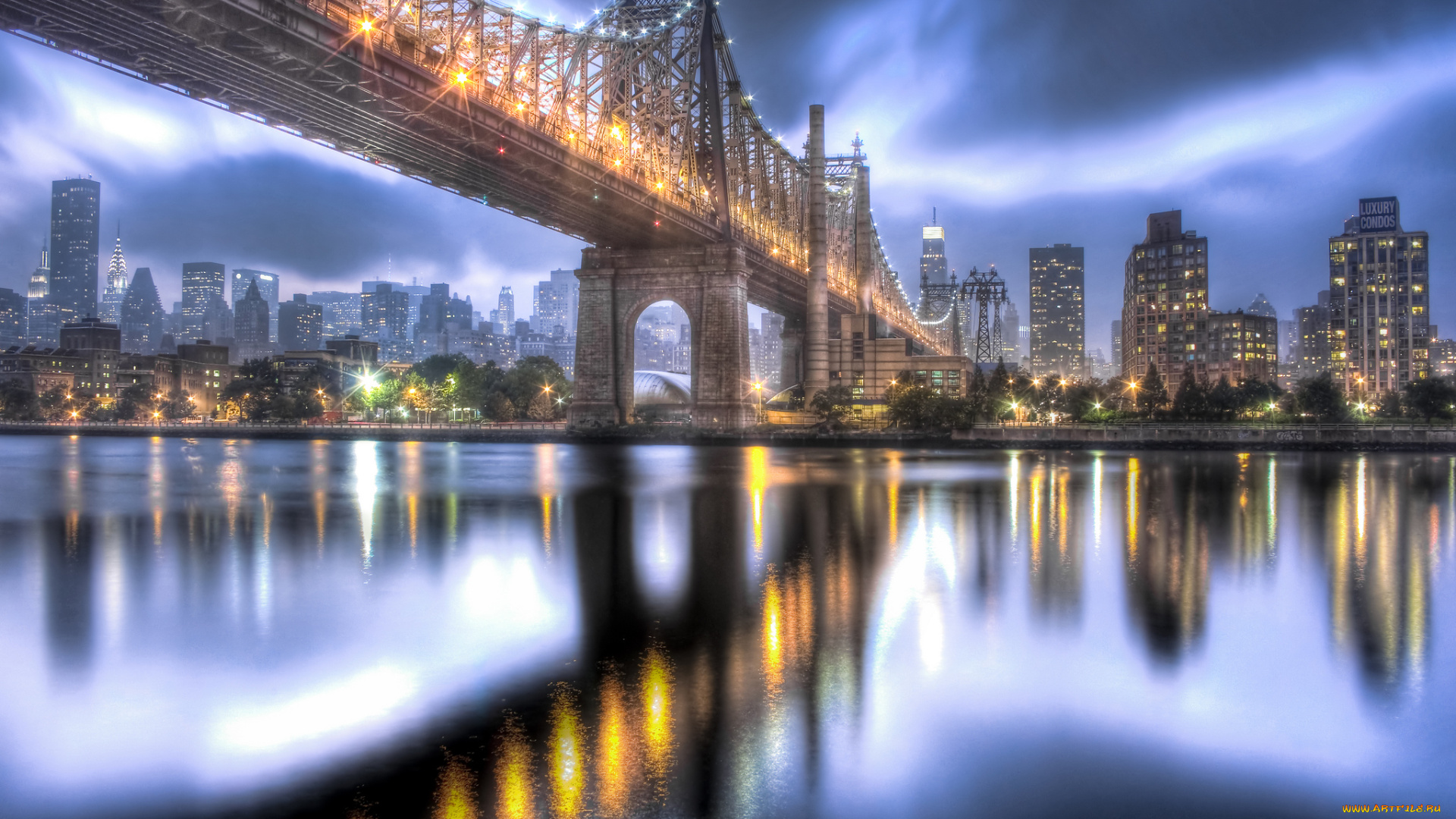 new, york, city, города, нью, йорк, сша, queensboro, bridge, east, river, manhattan, nyc, мост, куинсборо, манхэттен, ночной, город