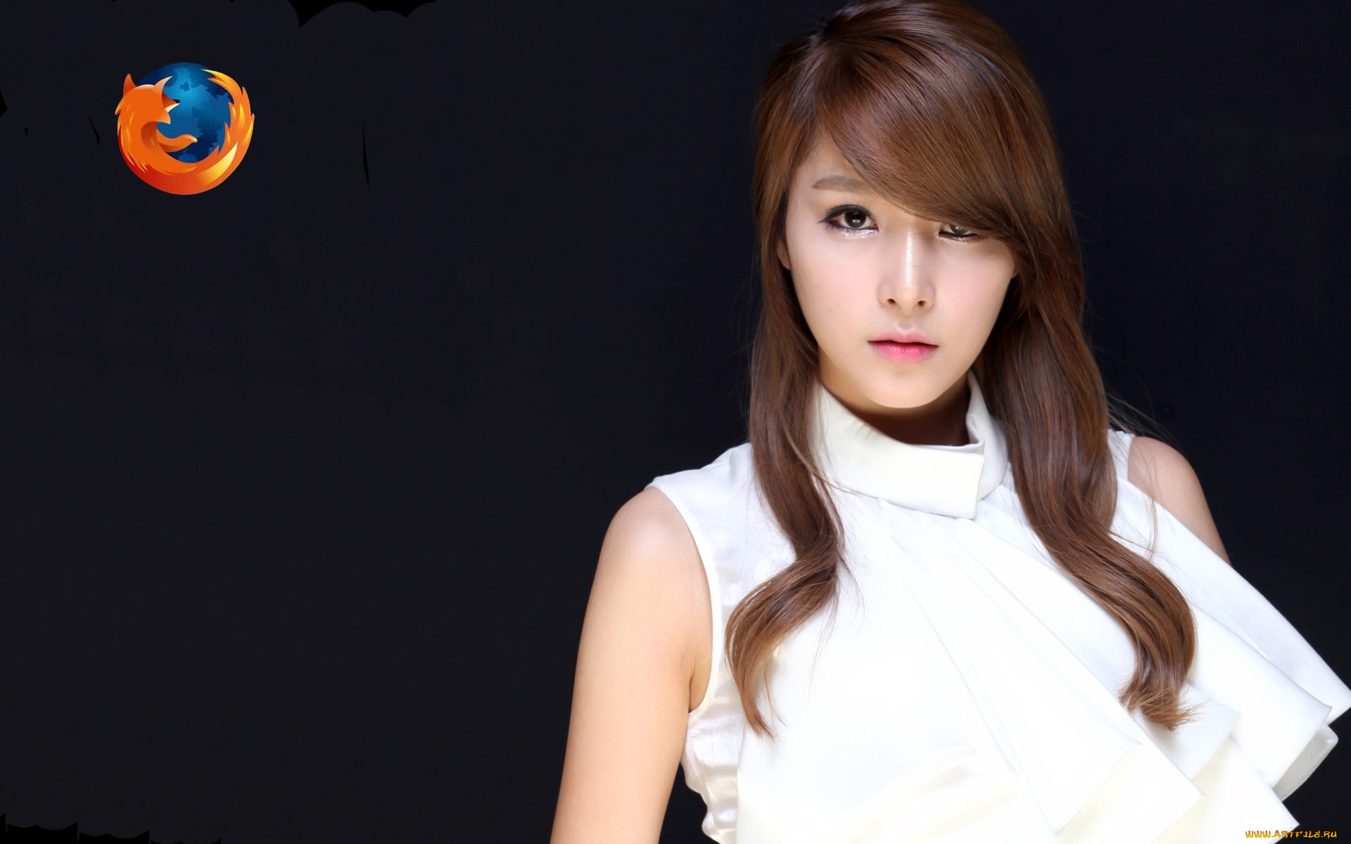 компьютеры, mozilla, firefox, лиса, логотип, девушка, азиатка